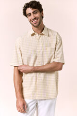 OOTO Camisa em popelina de xadrez Dourado