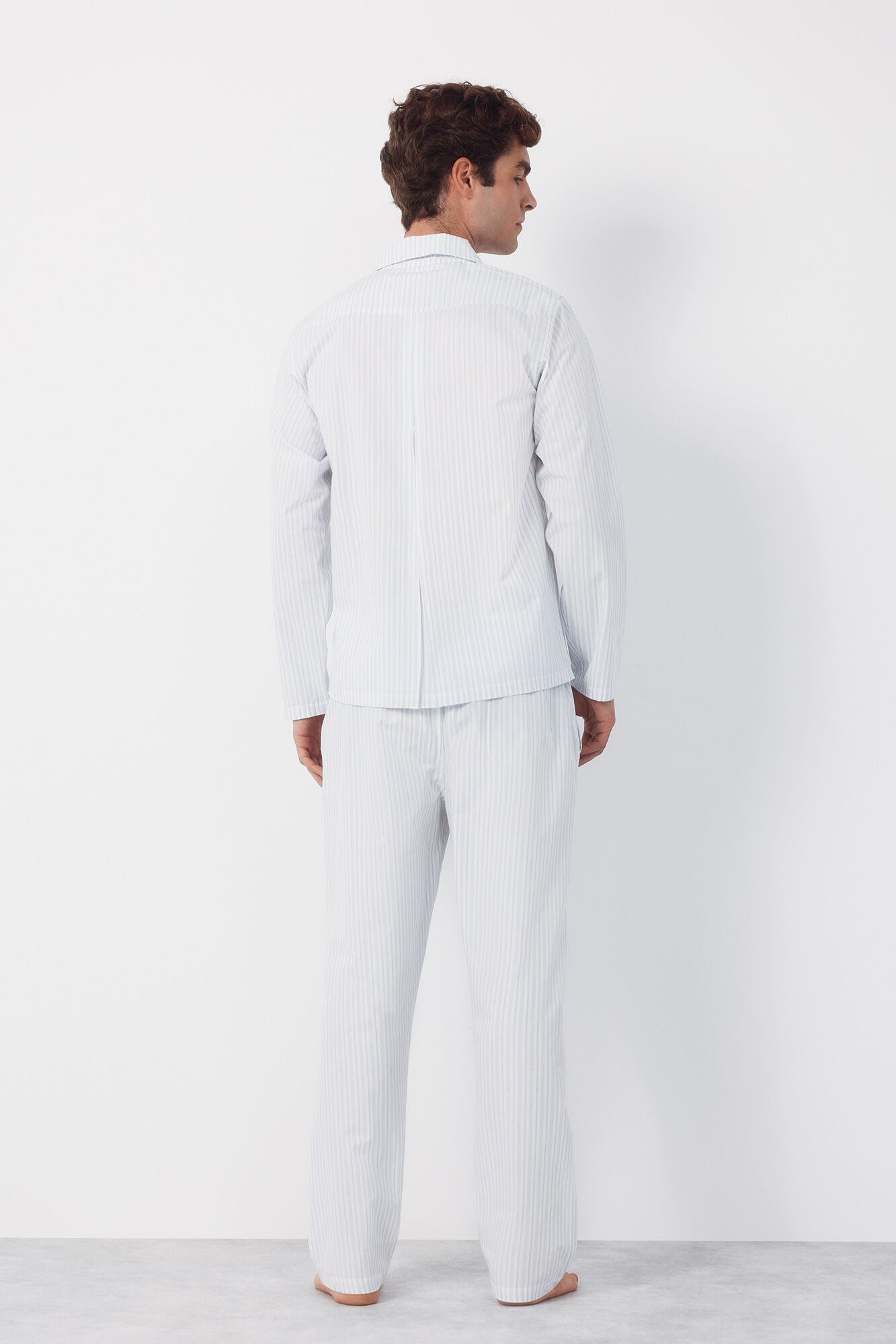 Cortefiel Jersey-knit and fabric pyjama set Blue