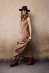 Slowlove Vestido em algod&atilde;o melange Tostado