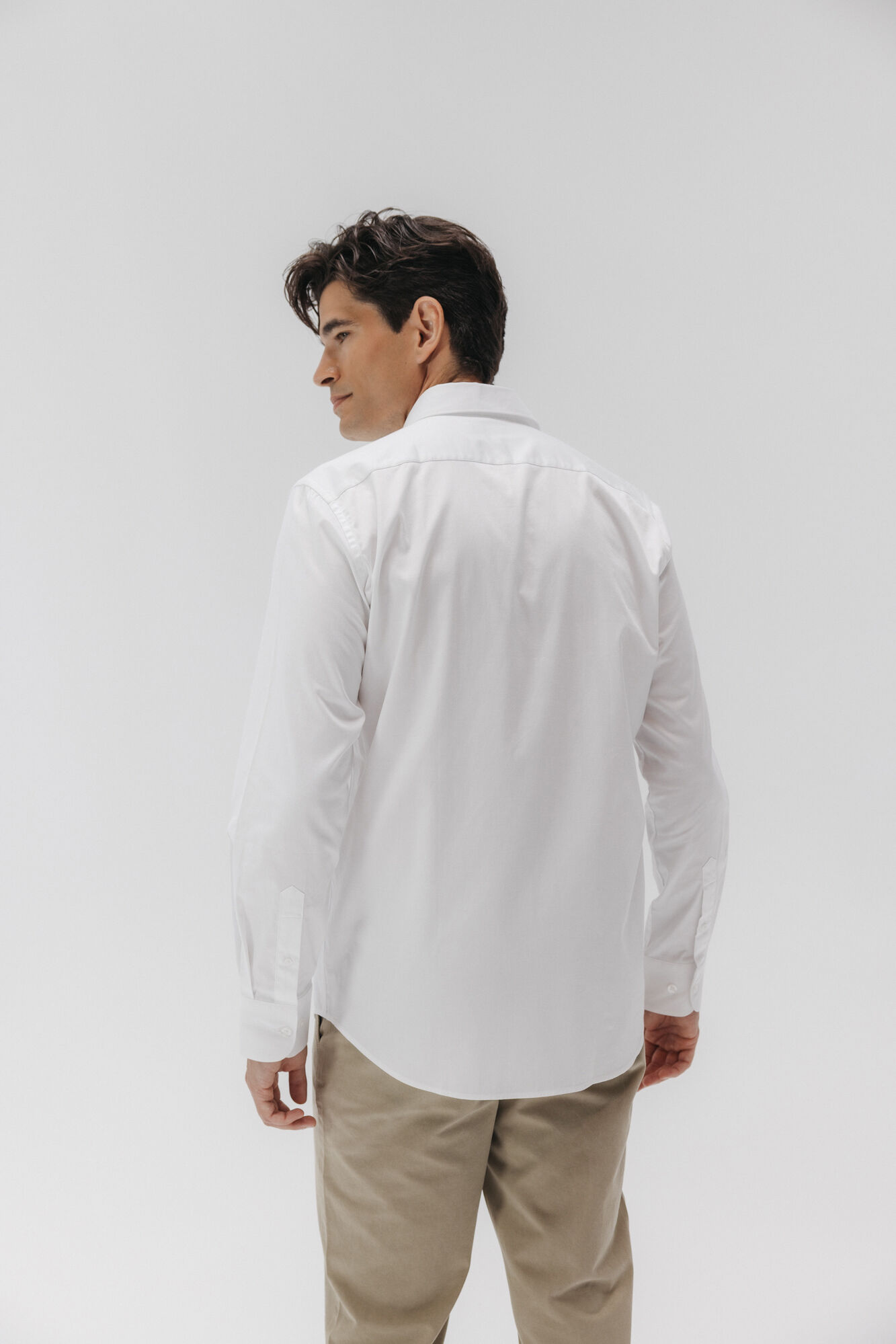 elPulpo Camisa social de popelina el&aacute;stica Branco