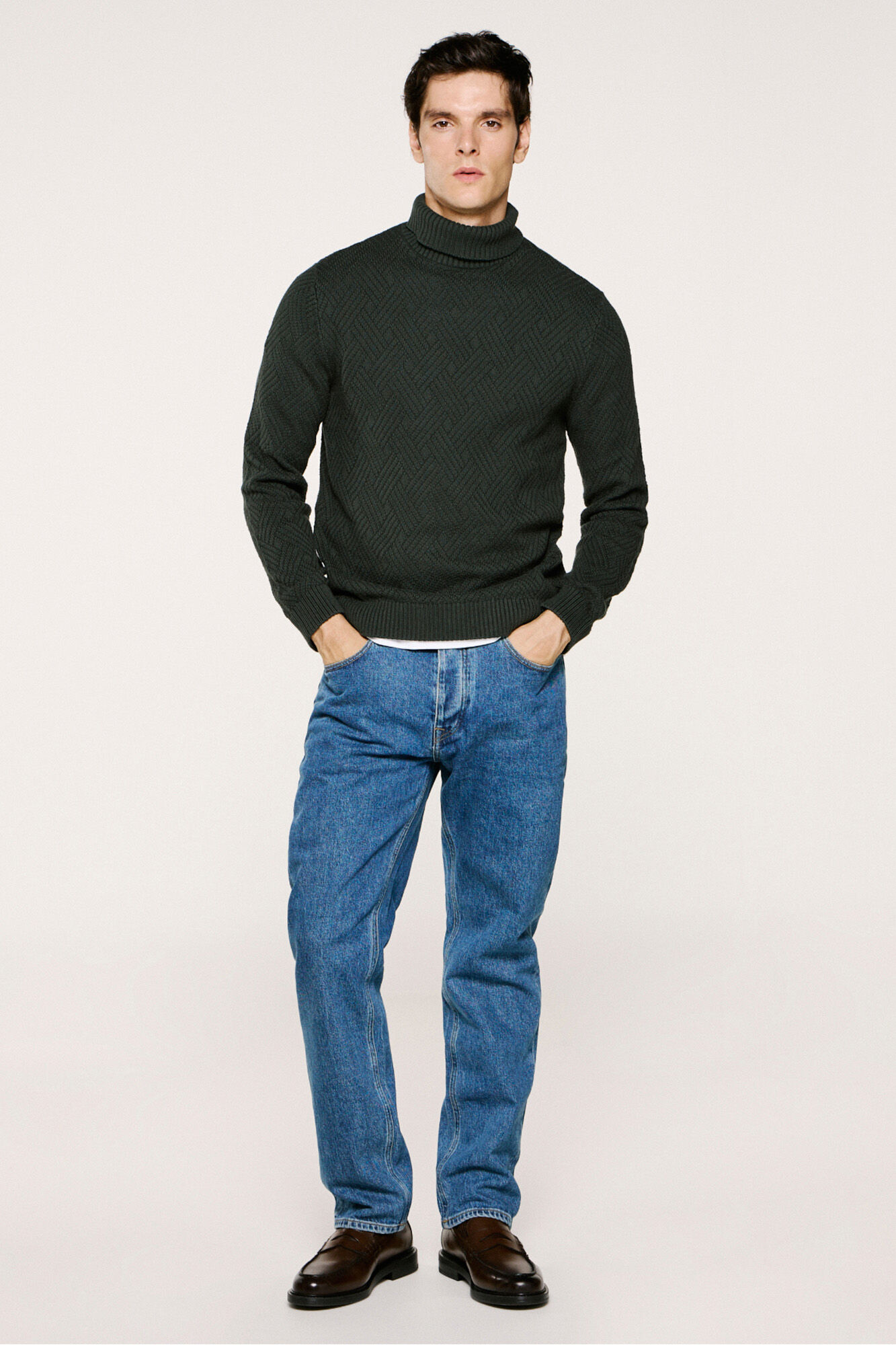 Selected Camisola estruturado de gola alta 100% algod&atilde;o org&acirc;nico 