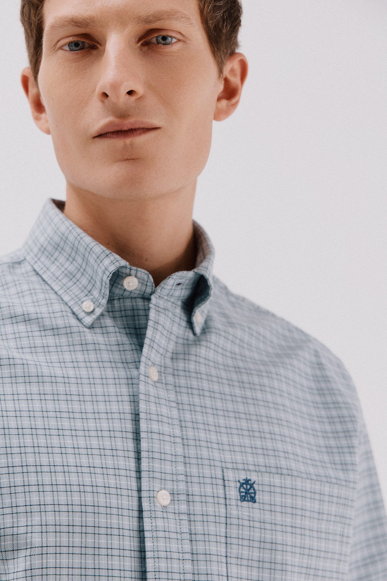 Cortefiel Checked oxford shirt Blue