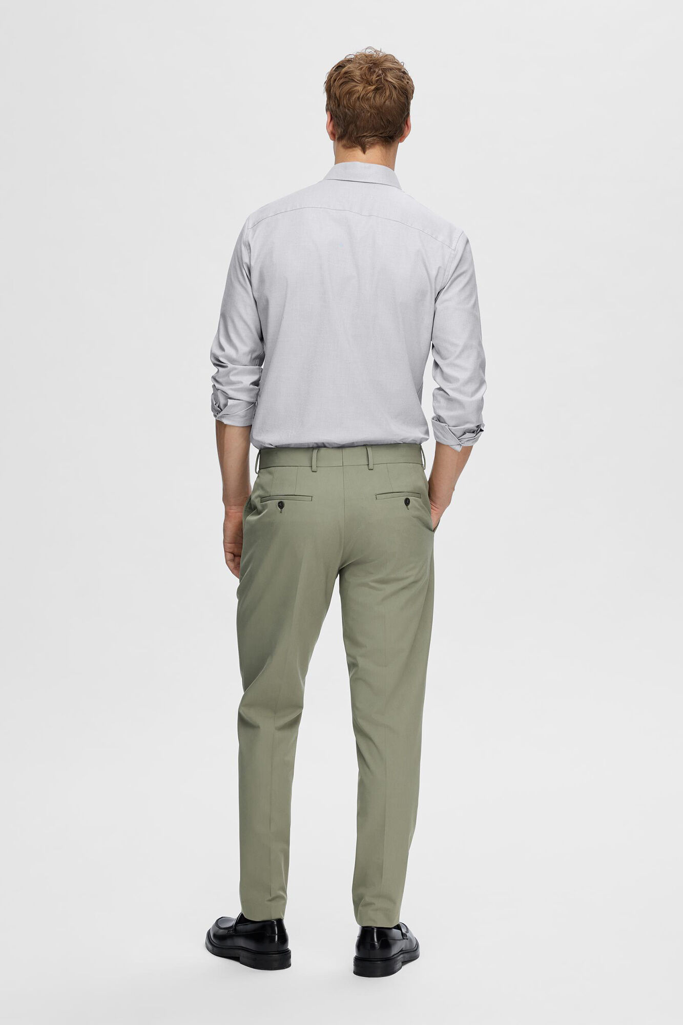 Selected Camisa de manga comprida elegante 100% algod&atilde;o Azul