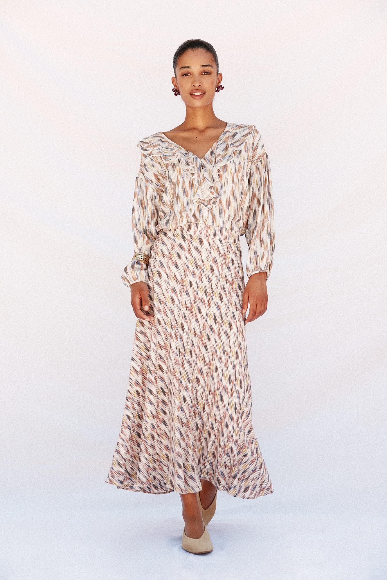 Cortefiel Printed flared skirt Multicolour