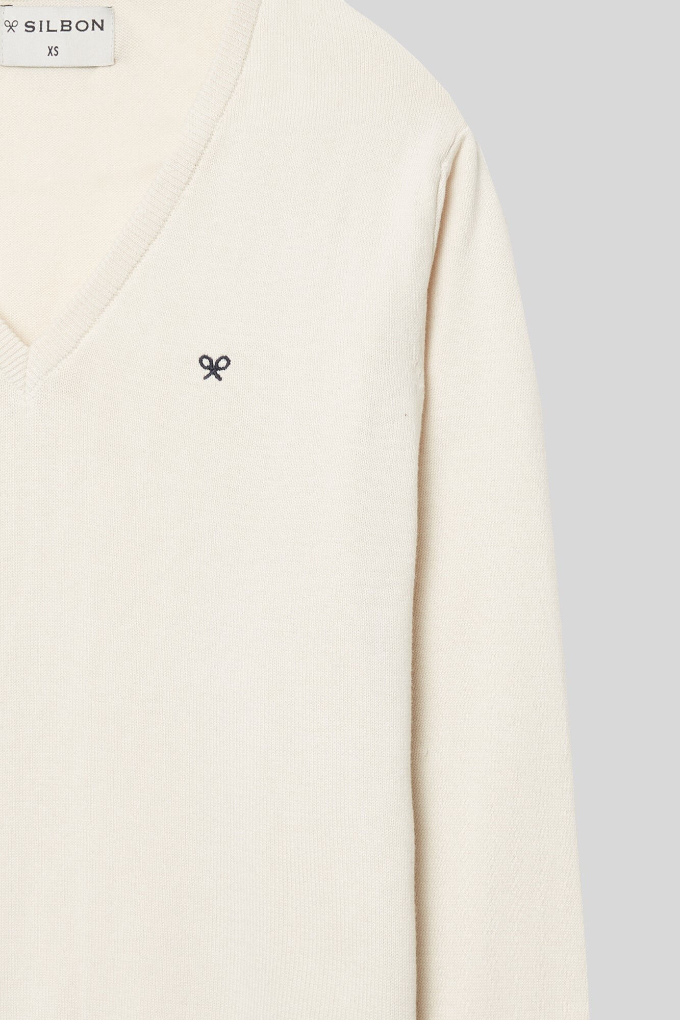 Silbon Jersey liso cuello pico retro beige claro Beige