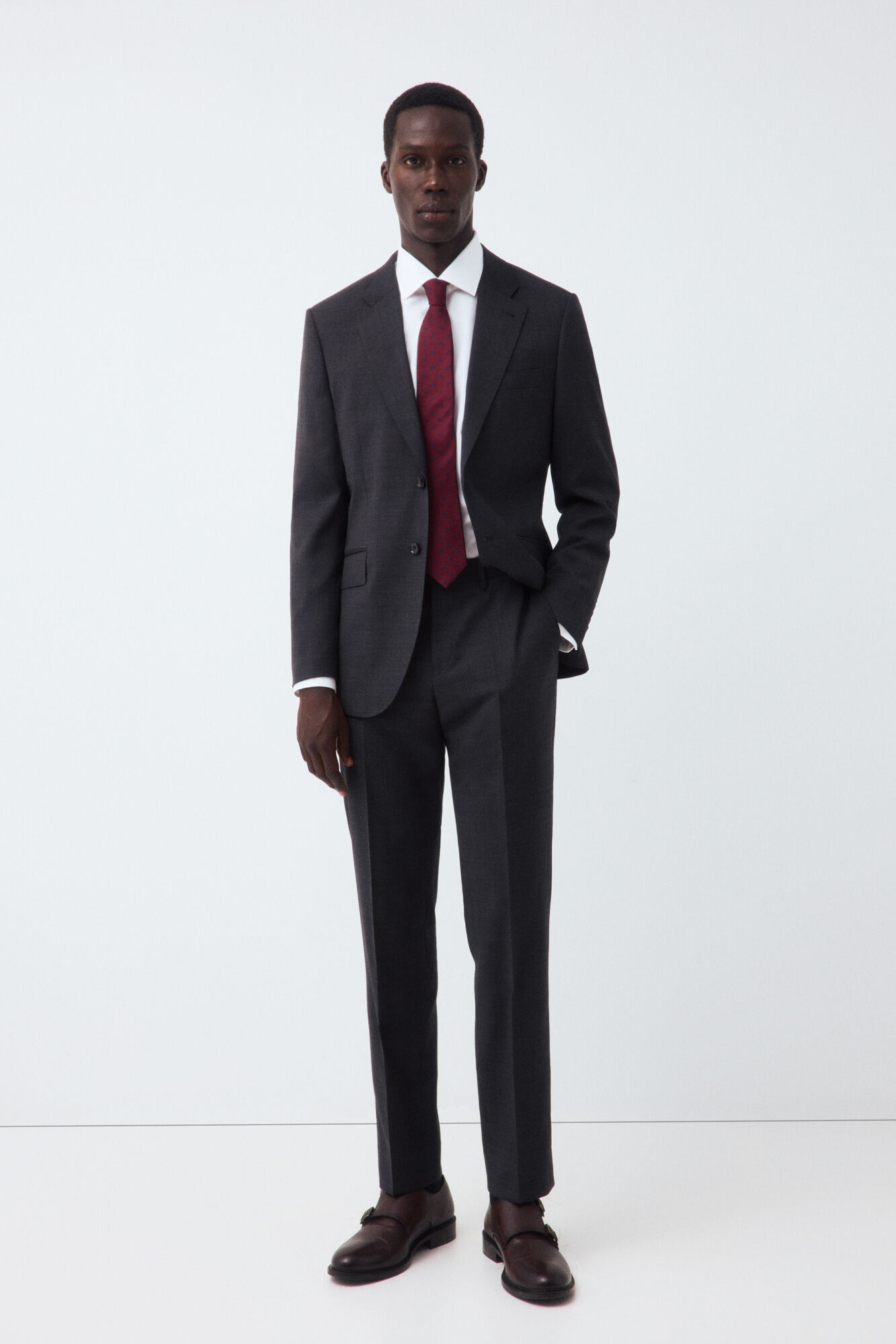 Cortefiel Blazer slim em tecido inteligente xadrez cinza