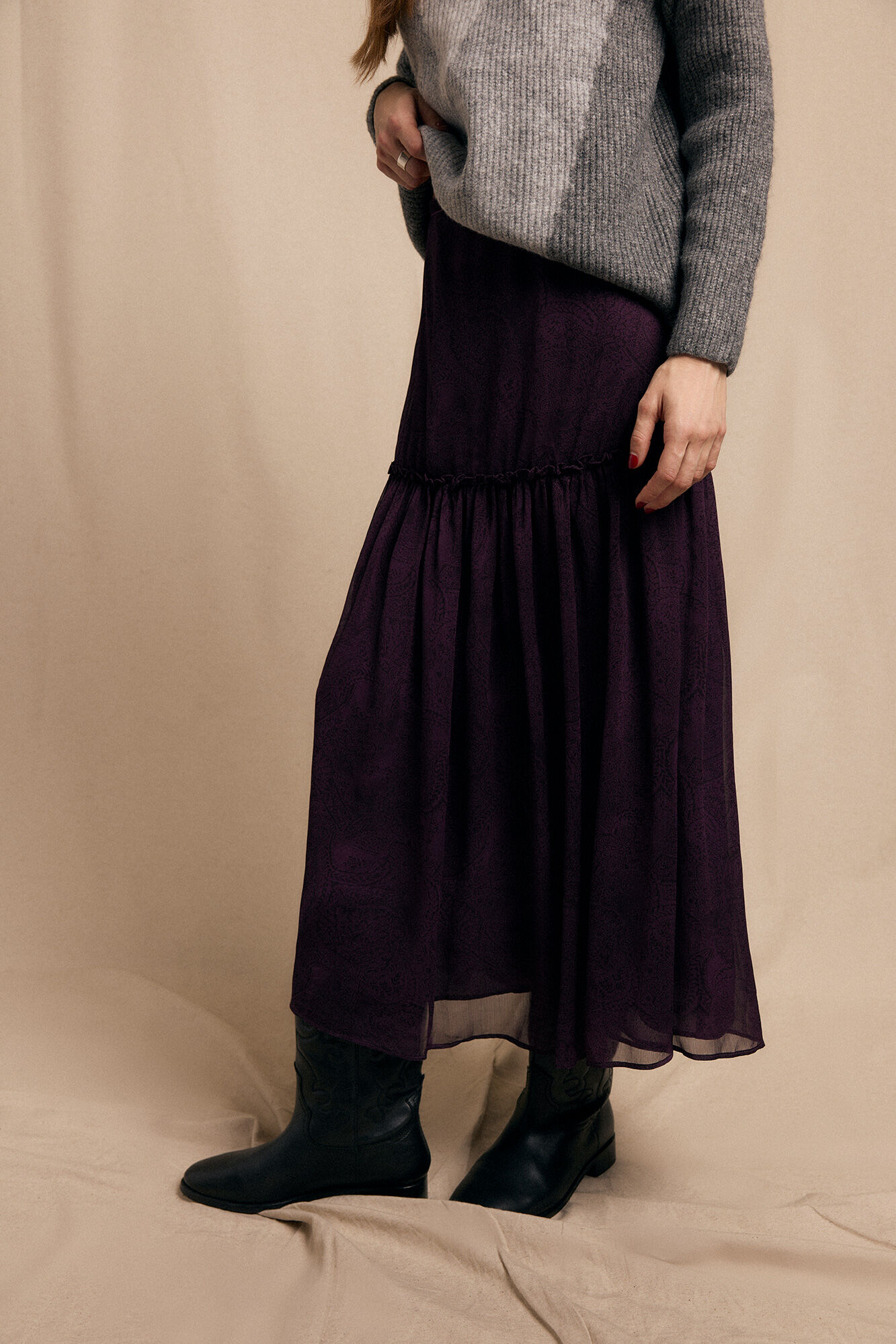 Slowlove Saia midi estampada Roxo