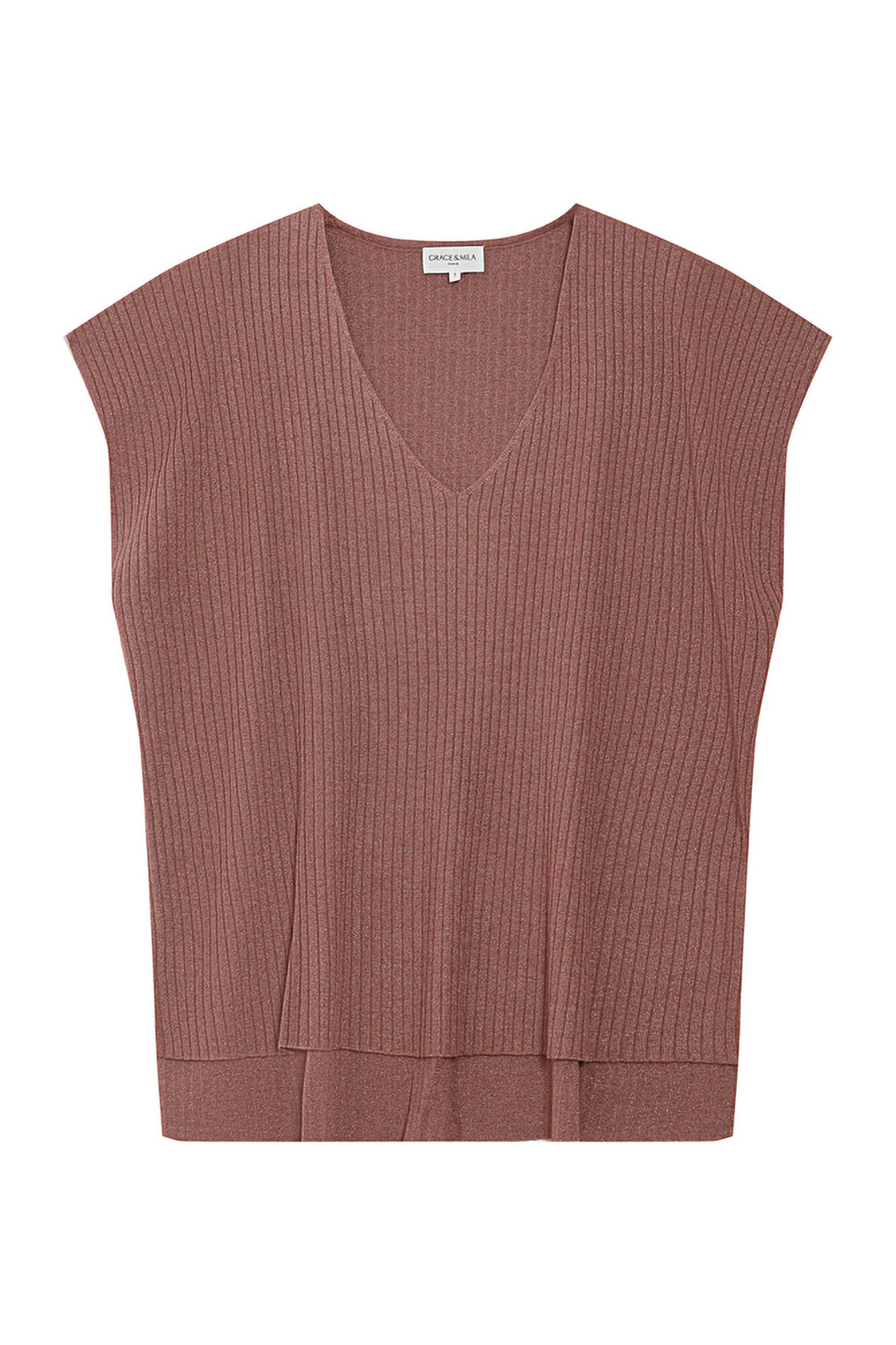 Grace & Mila Top de malha Lurex Laranja