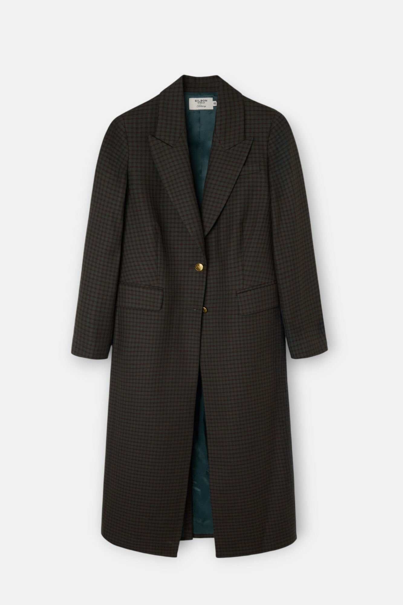 Silbon Sobretudo xadrez longo cl&aacute;ssico