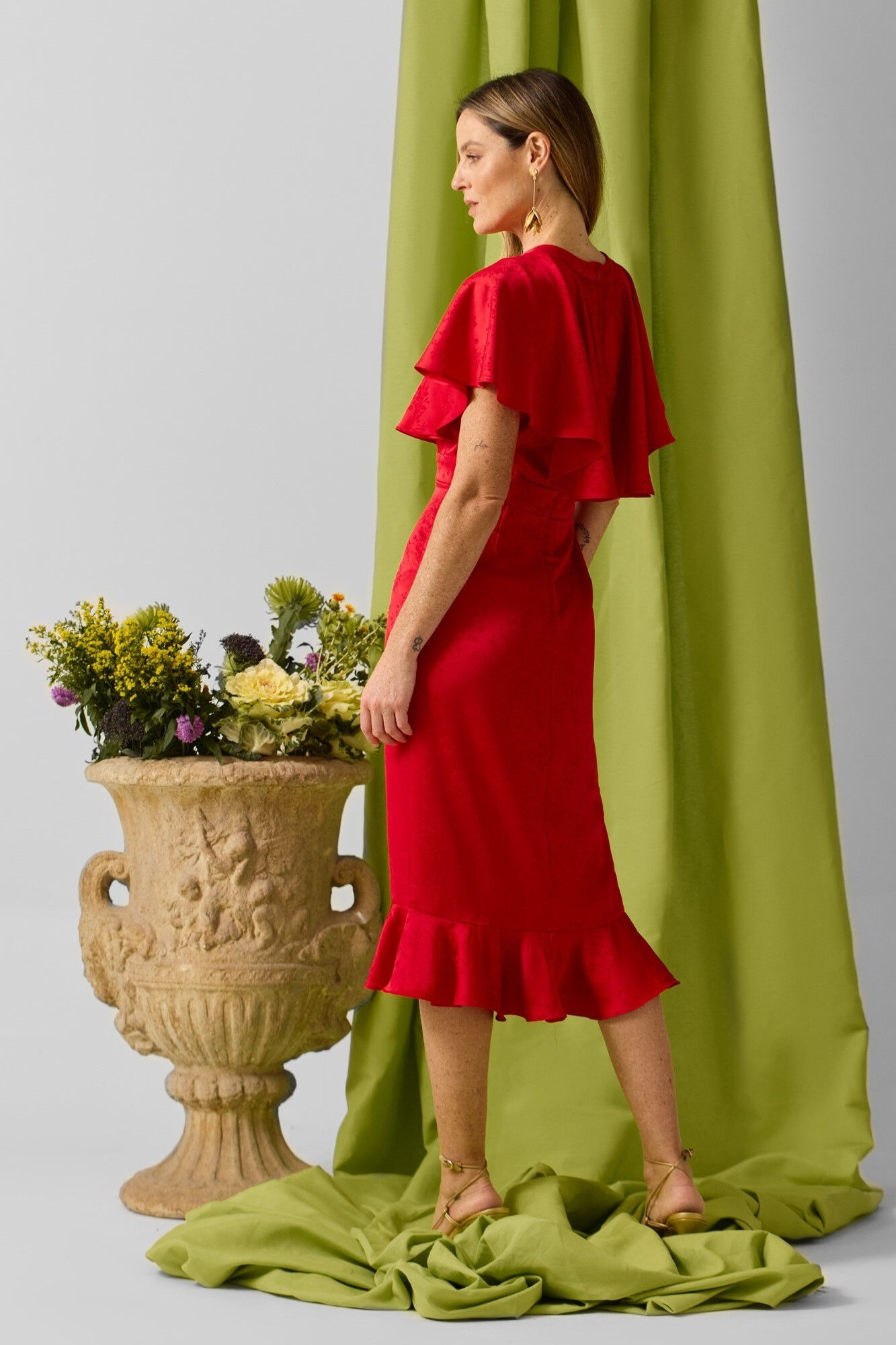 Silbon Vestido capa jacquard cole&ccedil;&atilde;o evento Vermelho