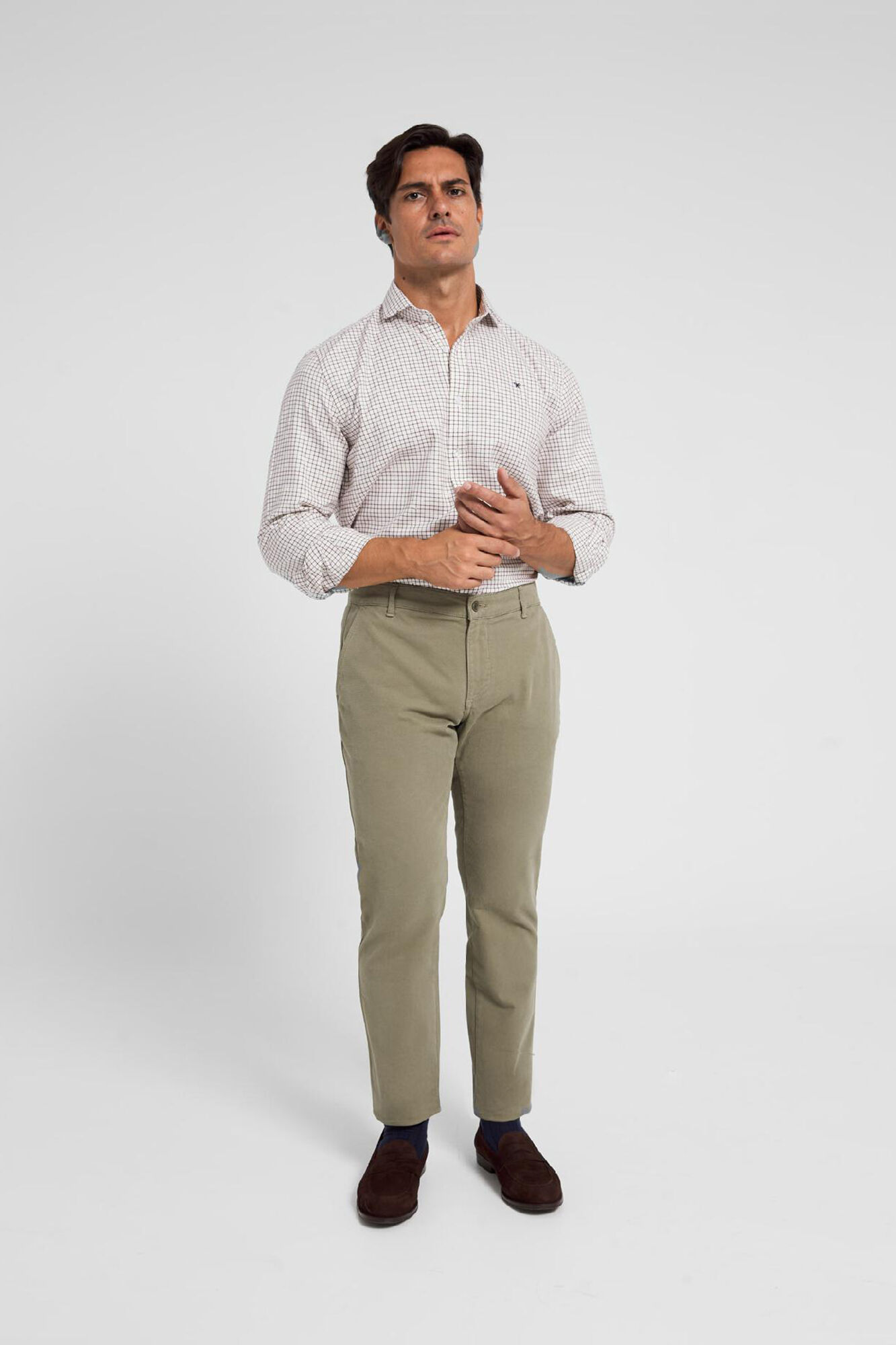 Silbon Camisa sport hunter cuadritos burdeos verde Vino