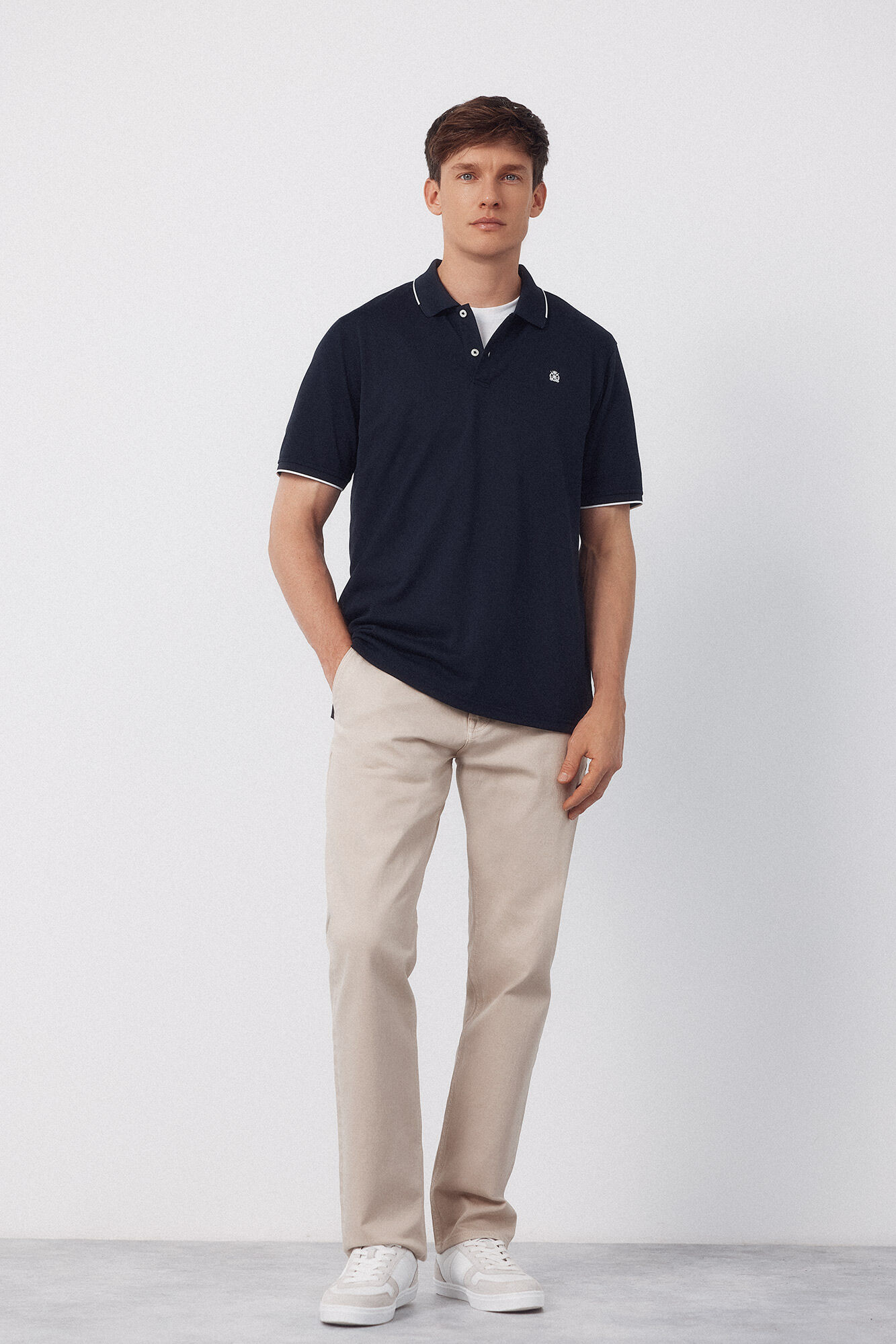 Cortefiel Coolmax&reg; jacquard collar polo shirt