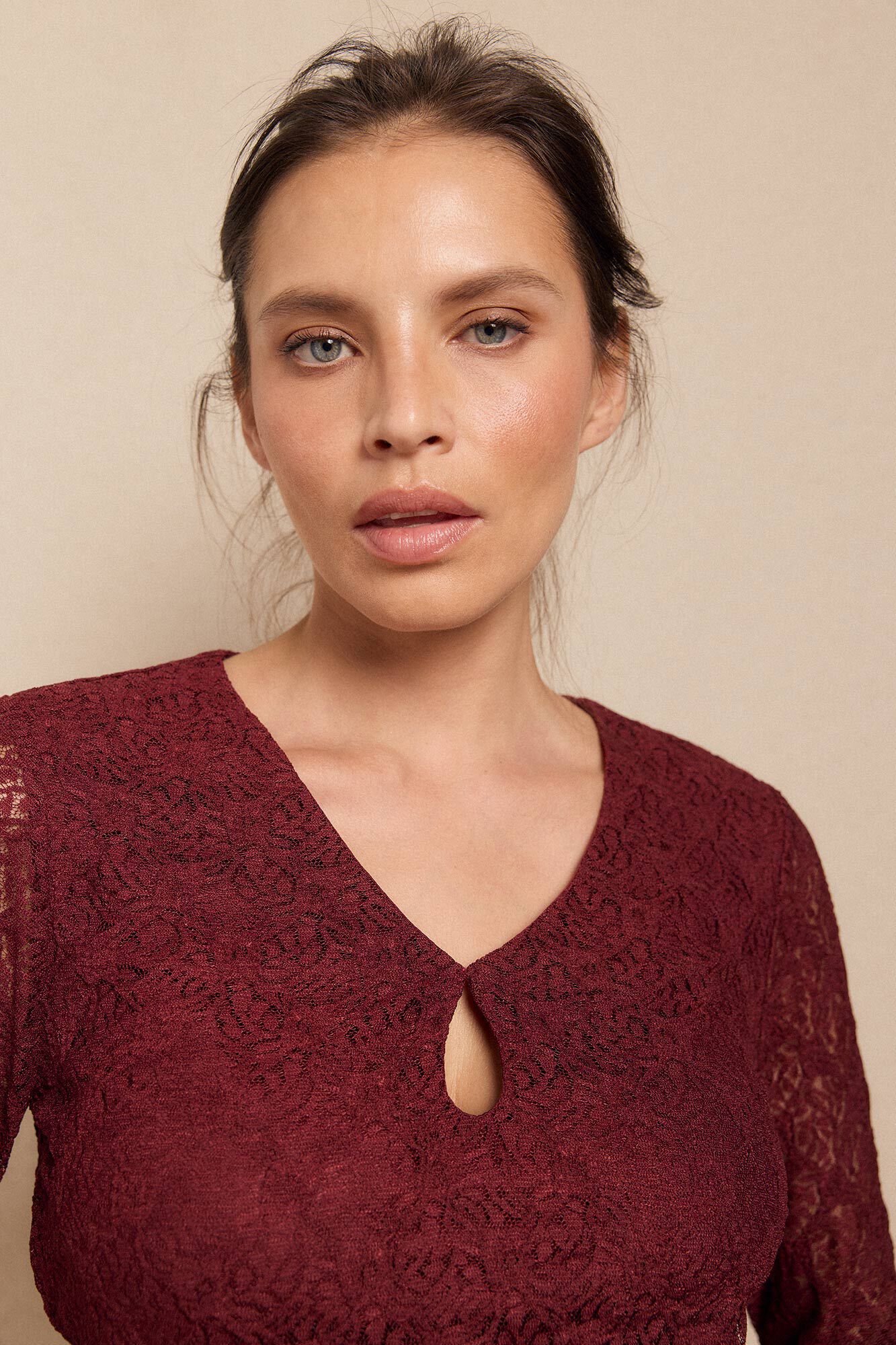 Slowlove Vestido de renda de manga comprida Granada