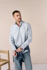 OOTO Camisa oxford lisa de manga comprida Azul