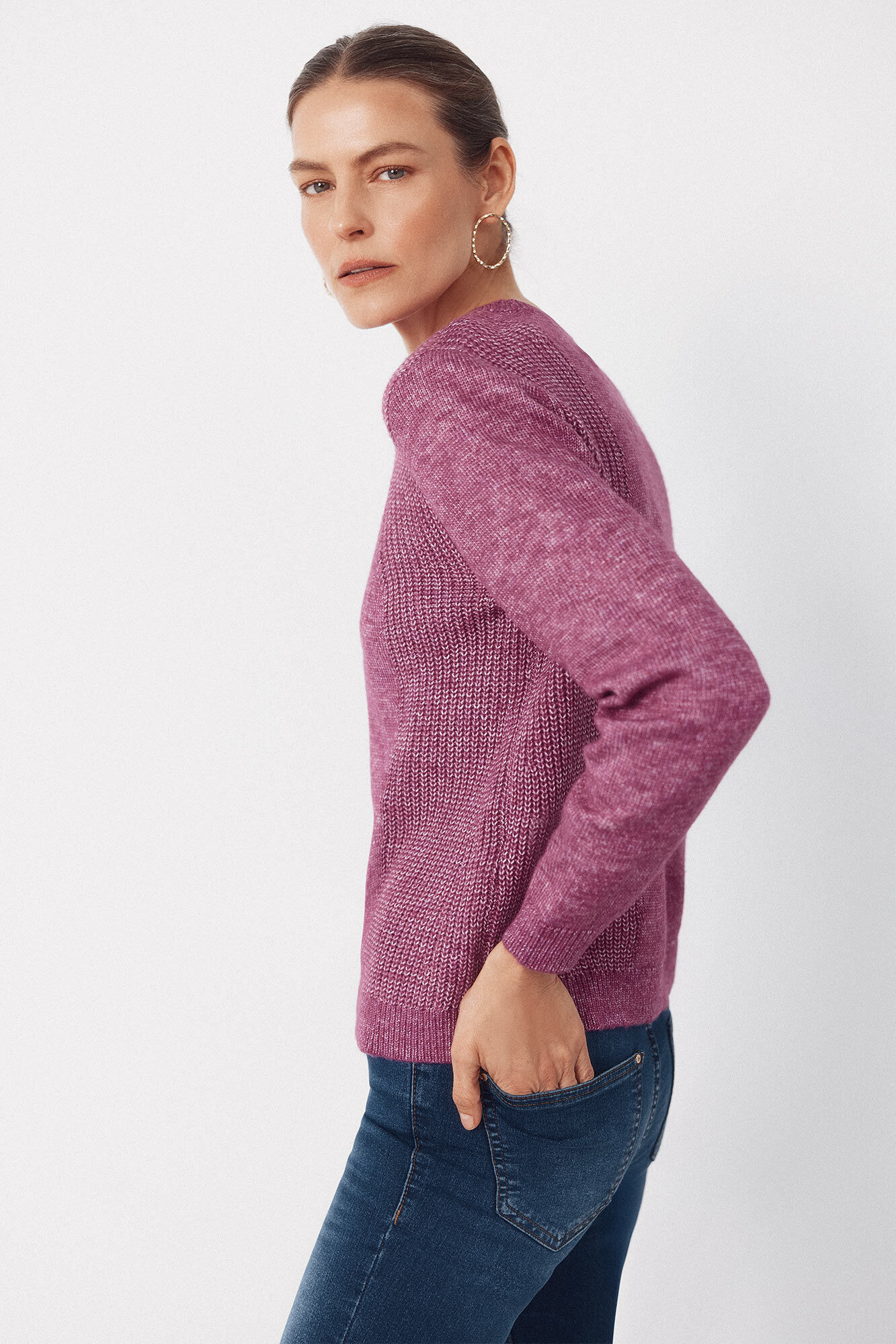Cortefiel Combined knit jumper Purple