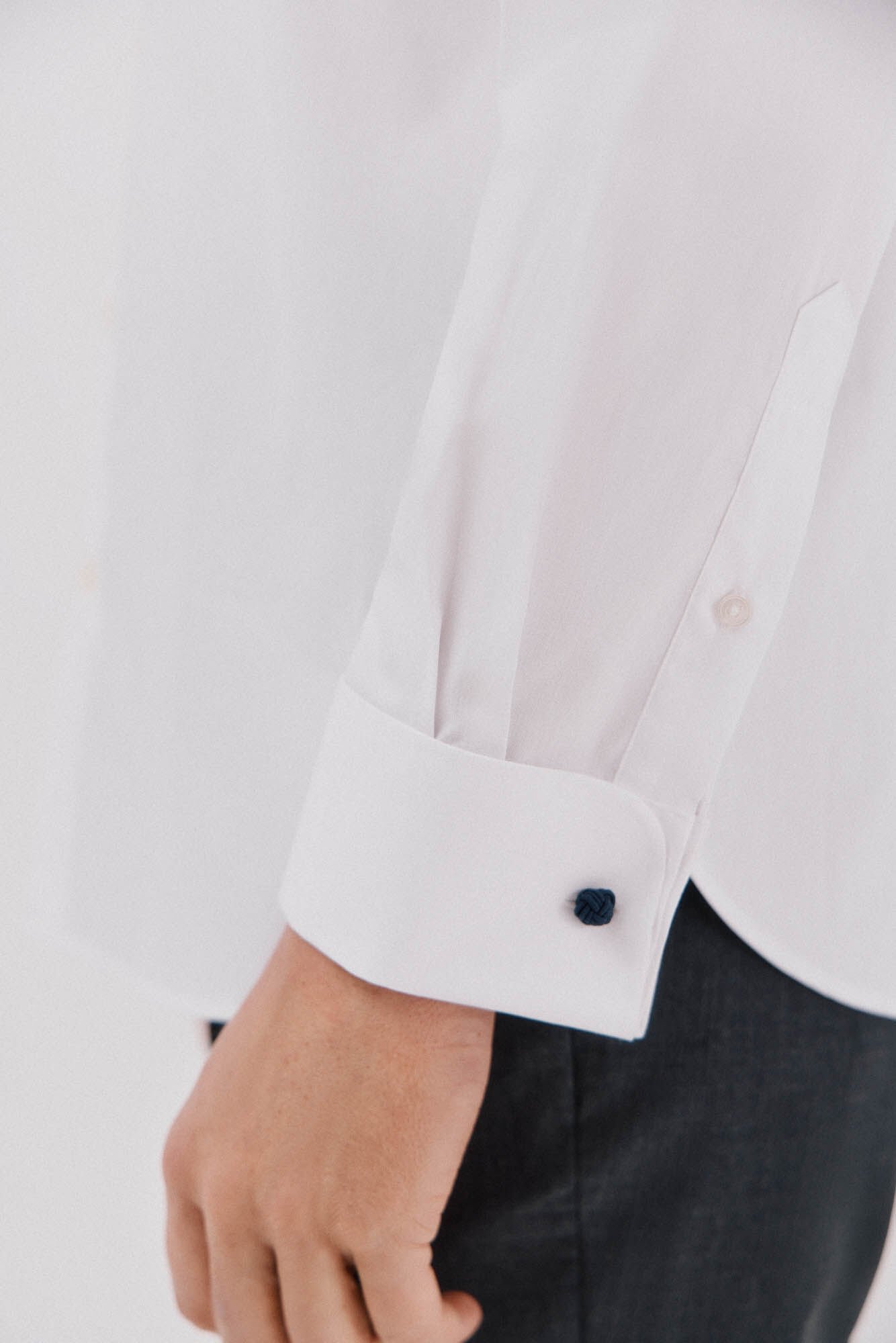 Cortefiel Plain easy-iron shirt with cufflinks White