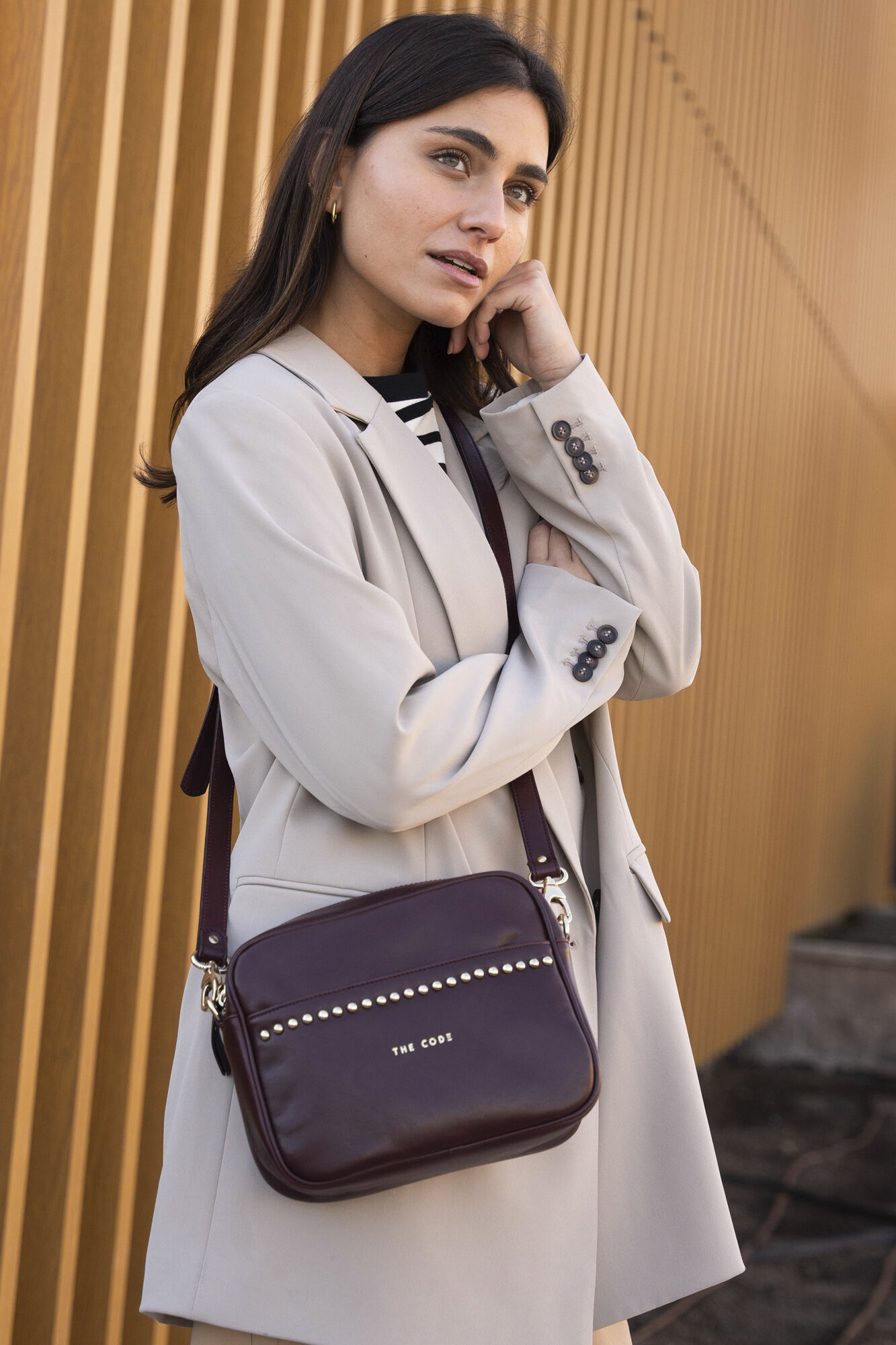 The Code Rock burgundy leather shoulder bag Maroon
