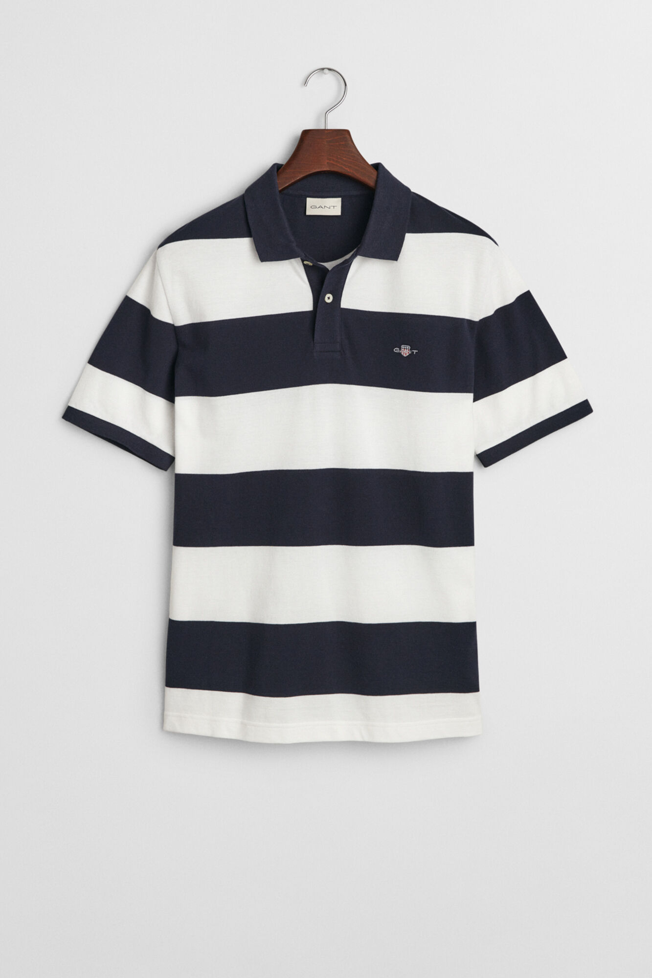 Gant Block- striped piqu&eacute; polo shirt Navy