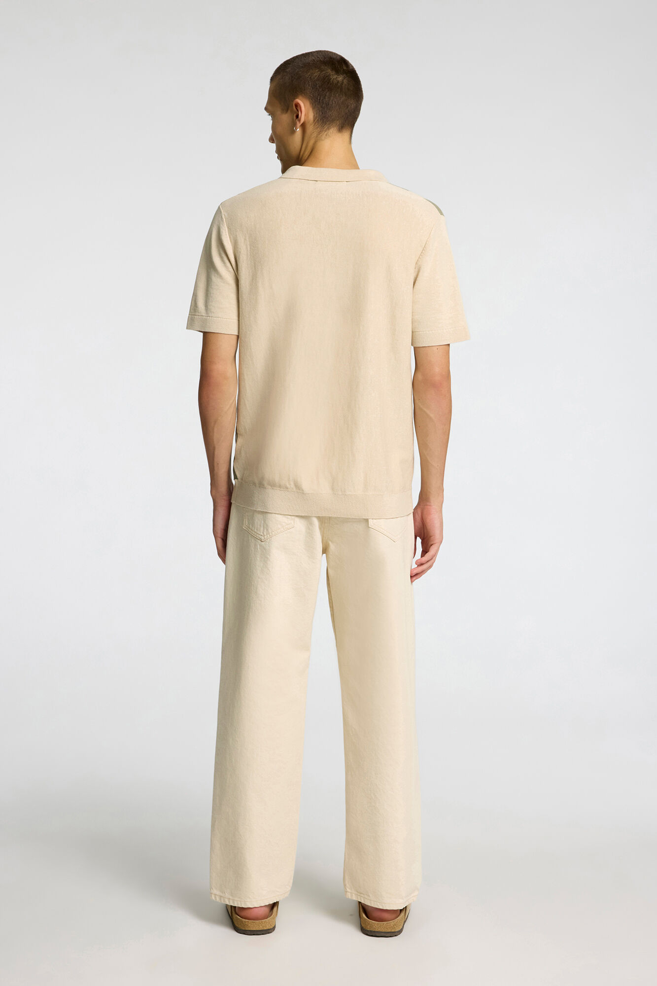 Selected Camisa polo de linho de manga manga curta Cinzento