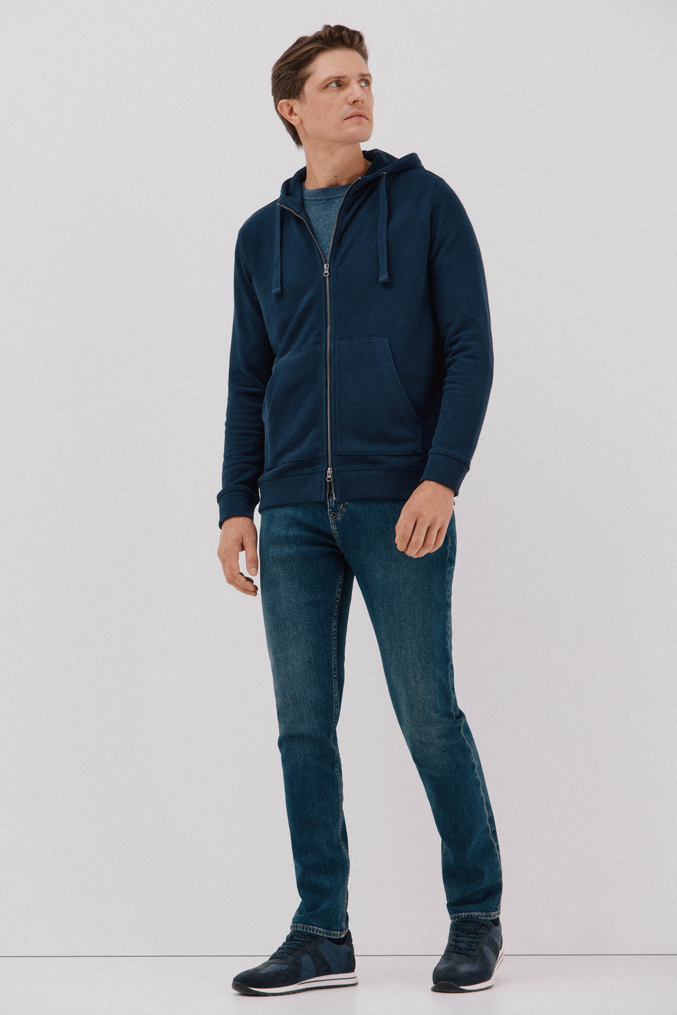 Cortefiel Hooded cardigan Navy