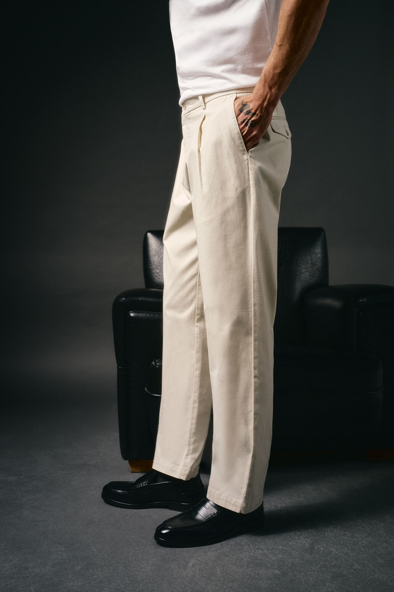 OOTO Cal&ccedil;as chino pin&ccedil;as Ecru