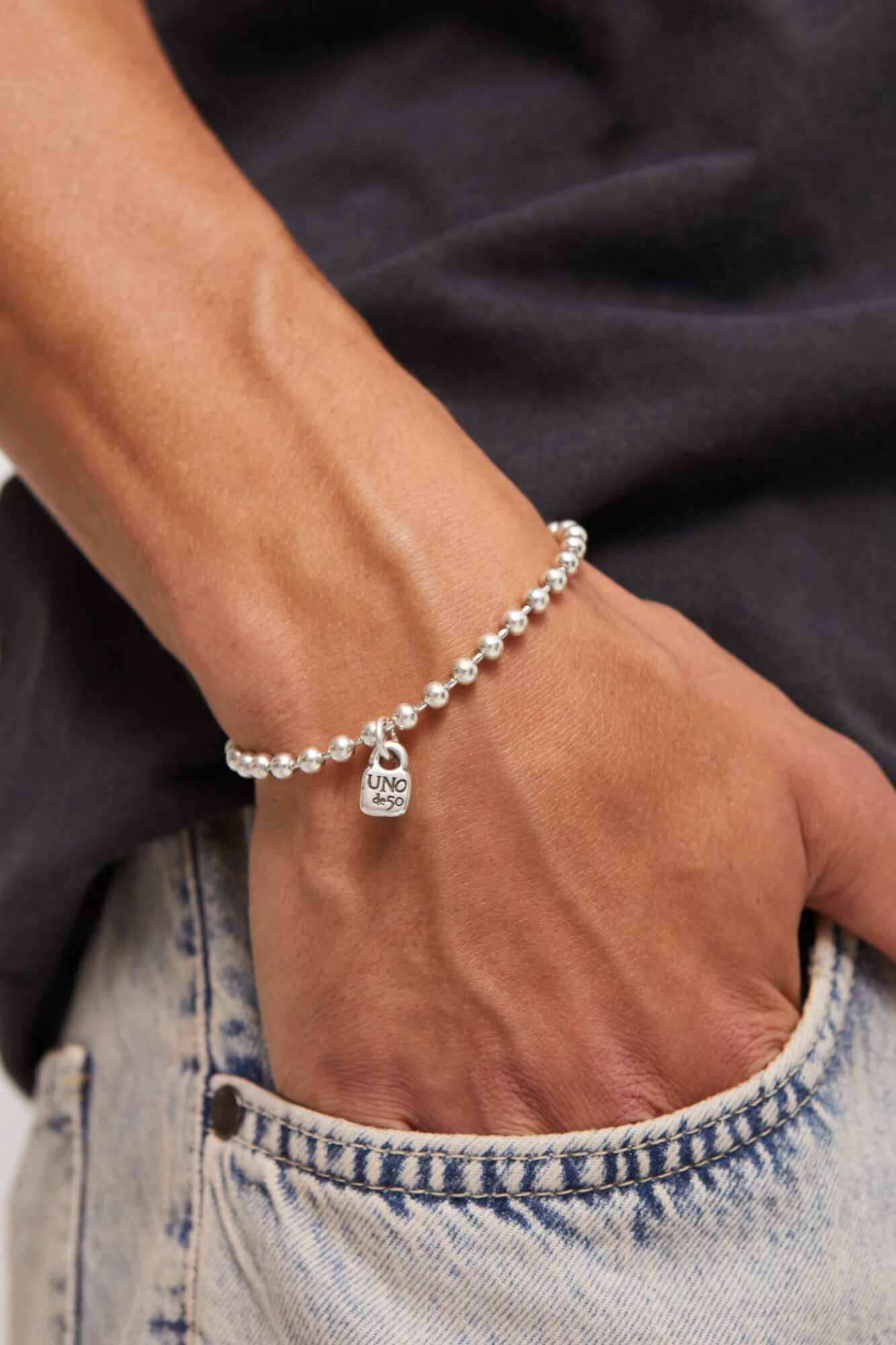 UNOde50 Pulsera bolas de ba&ntilde;o de plata