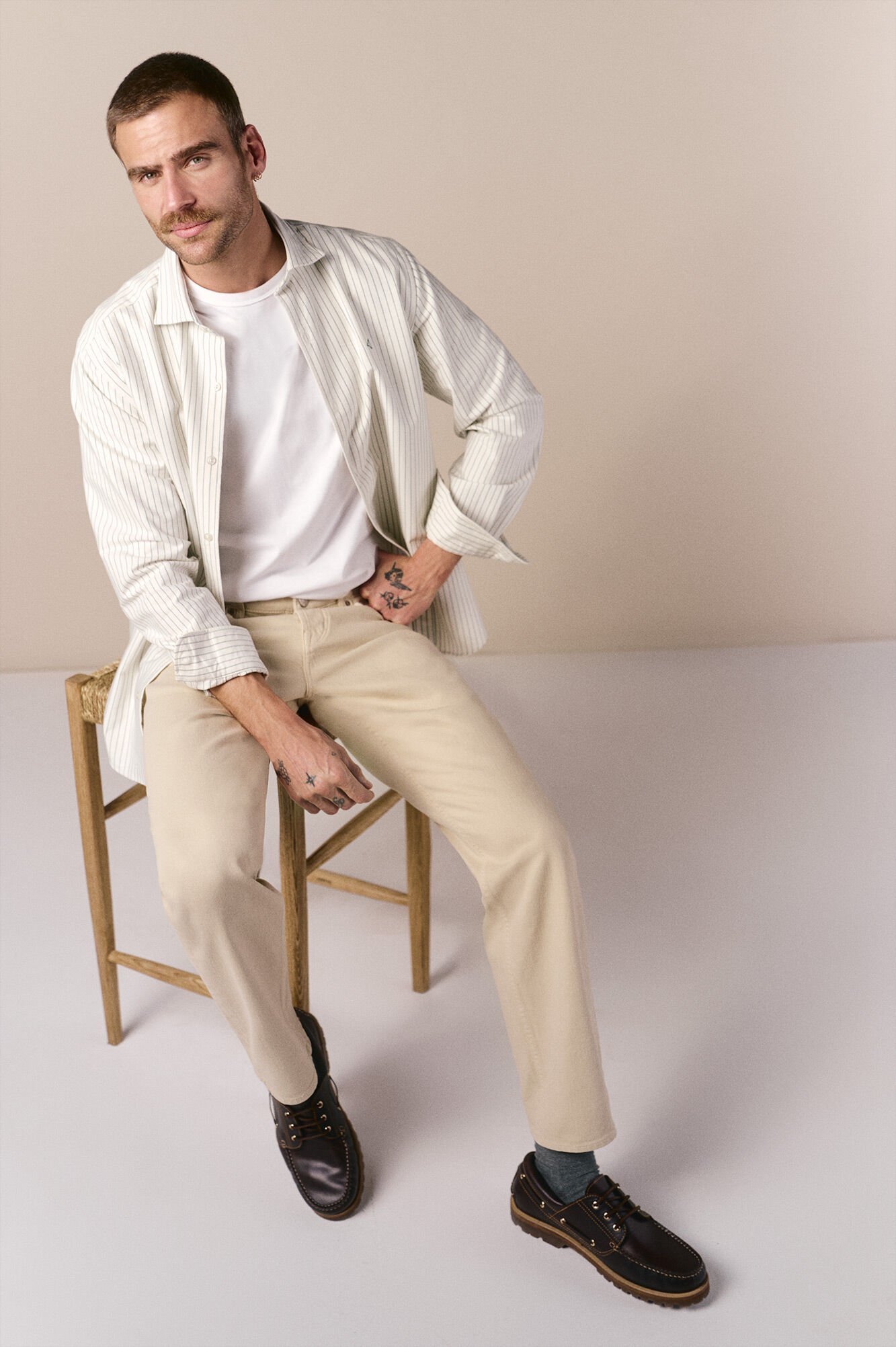 OOTO Camisa oxford manga comprida &agrave;s riscas Verde