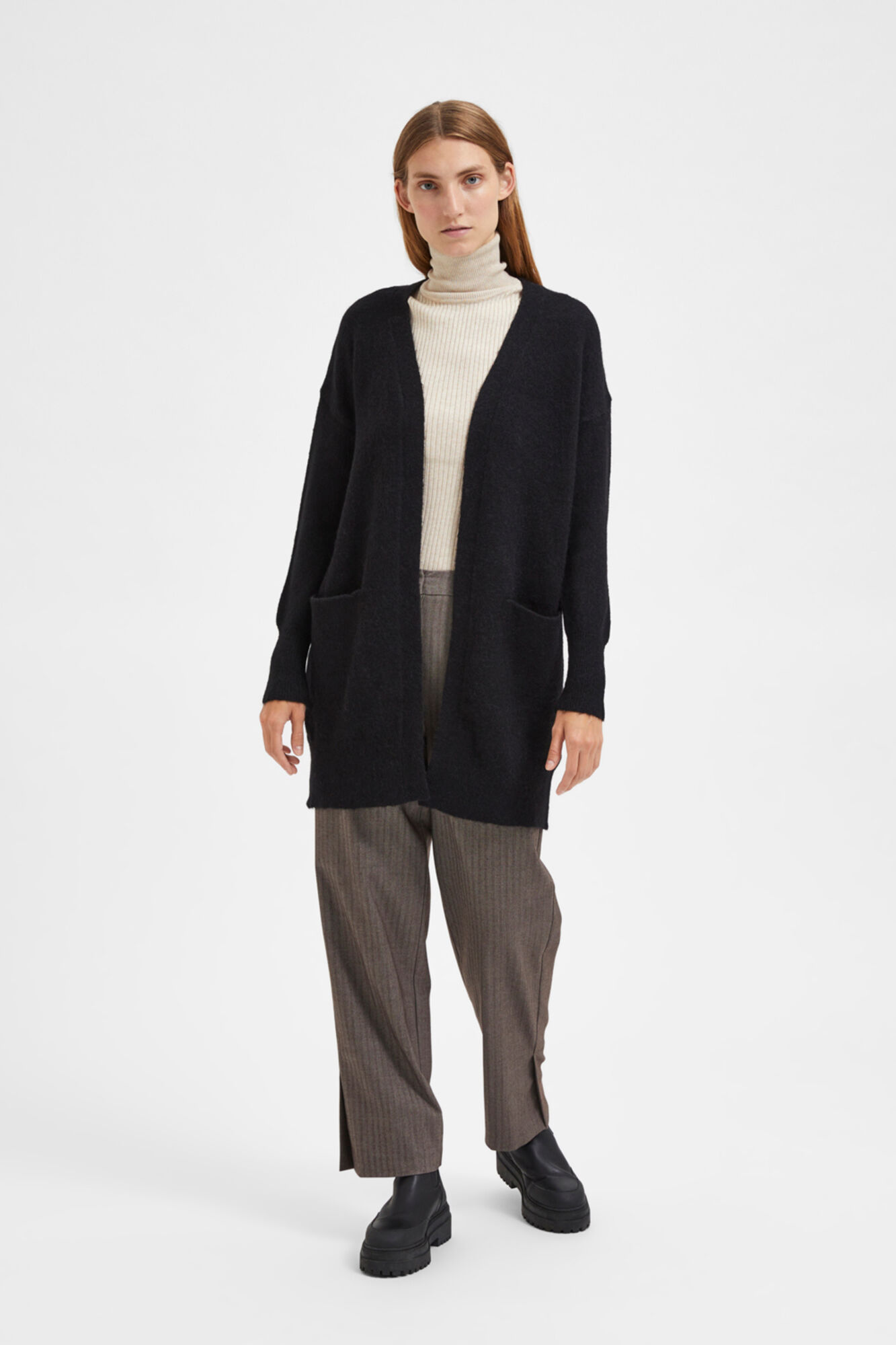 Selected C&aacute;rdigan largo de alpaca Negro