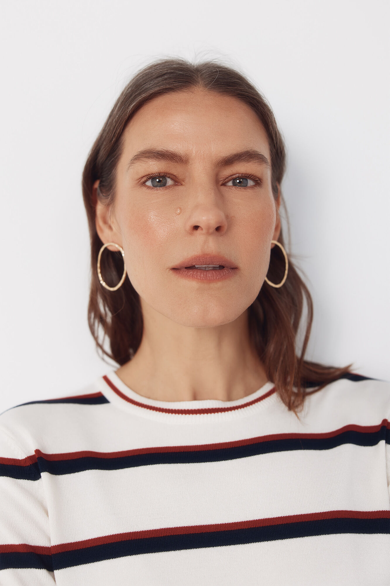 Cortefiel Striped jersey-knit jumper Red