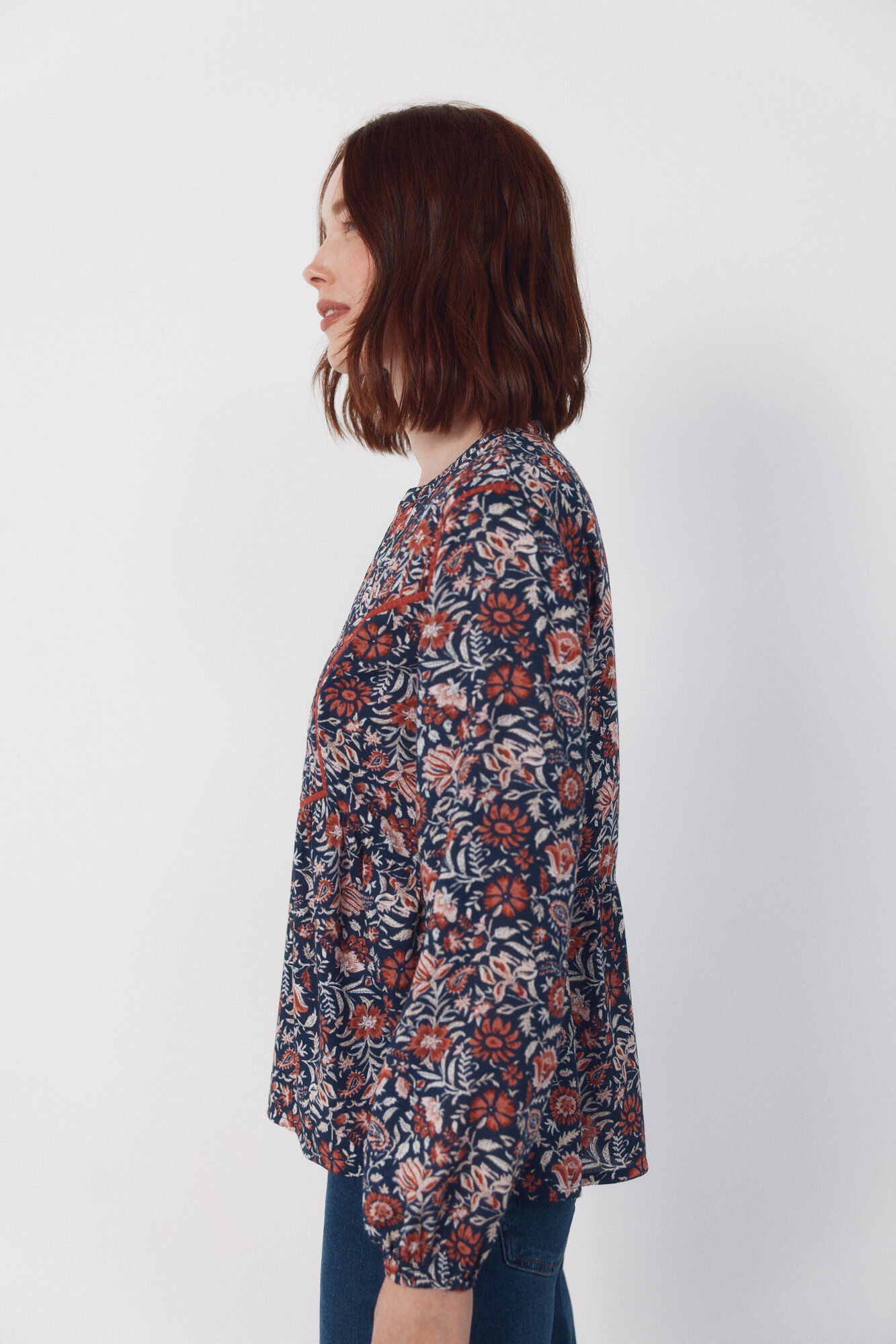 Cortefiel Padded mandarin blouse Multicolour