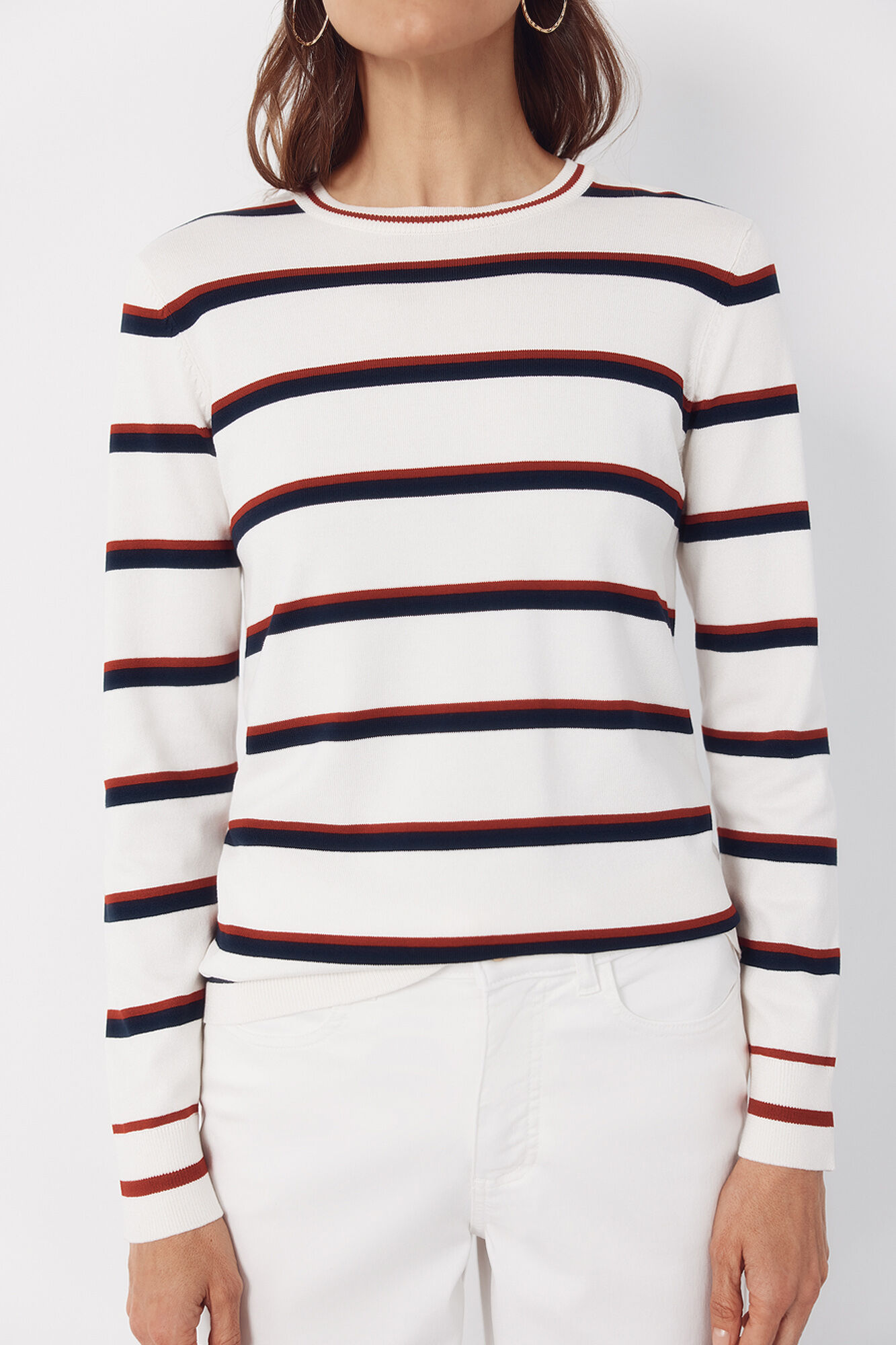 Cortefiel Striped jersey-knit jumper Red
