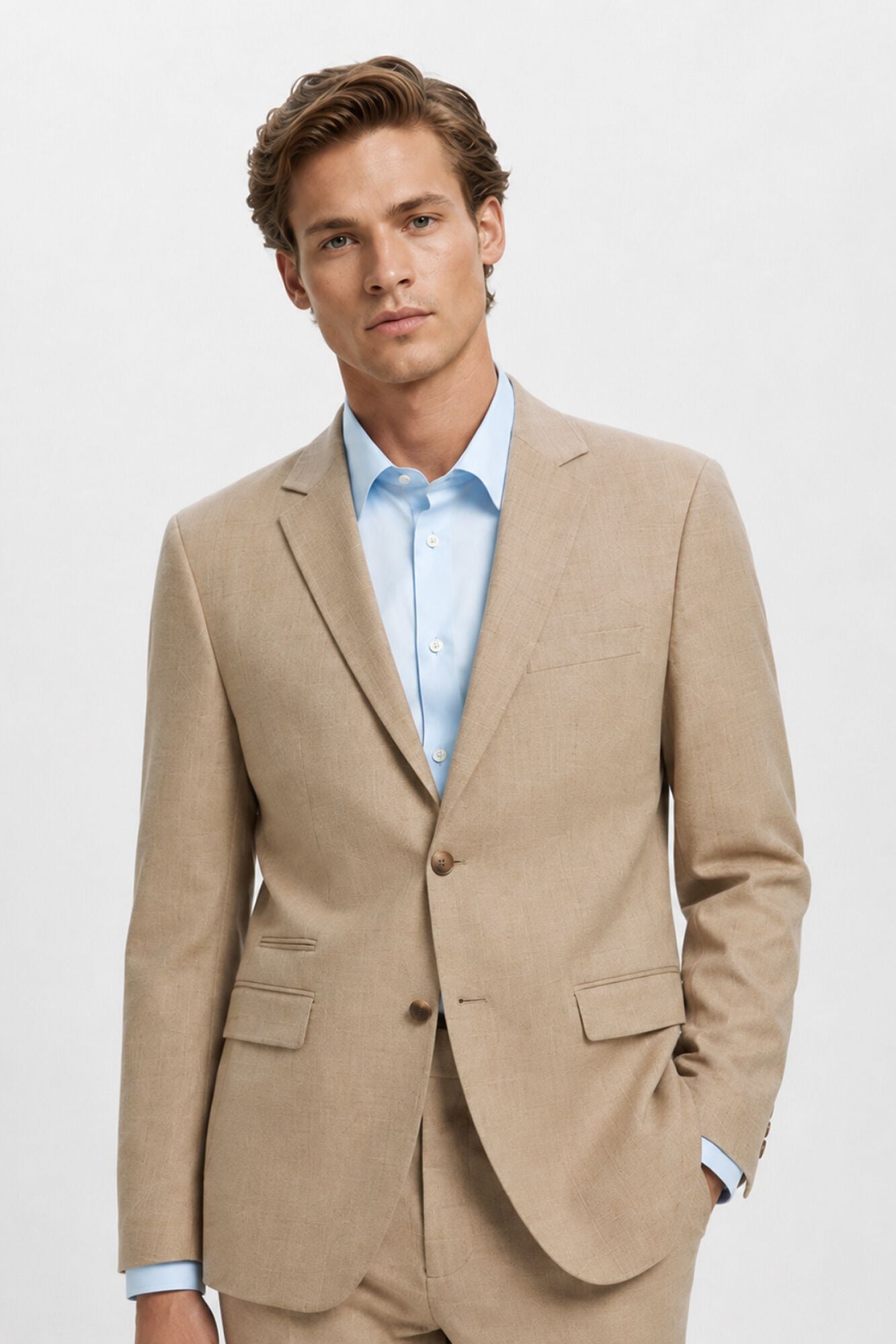 Selected Wool Slim Fit blazer Brown