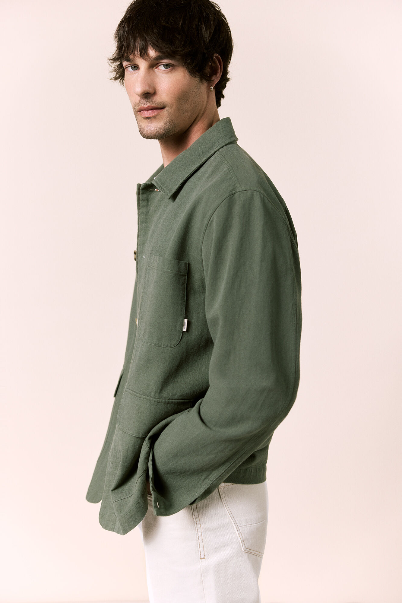 OOTO Cotton linen overshirt Kaki