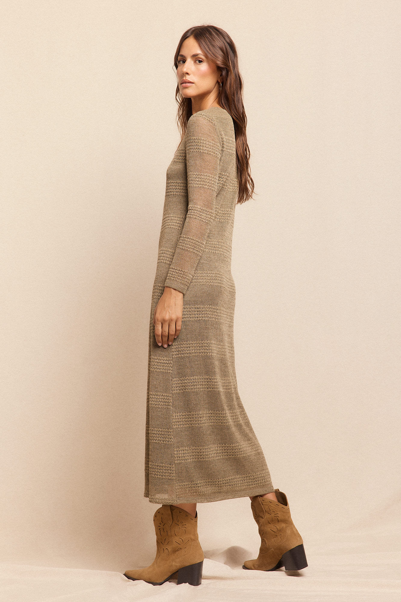 Slowlove Vestido estruturado r&uacute;stico Verde