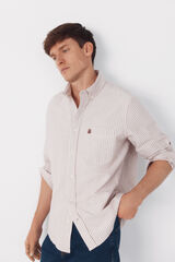 Cortefiel Striped oxford shirt Maroon