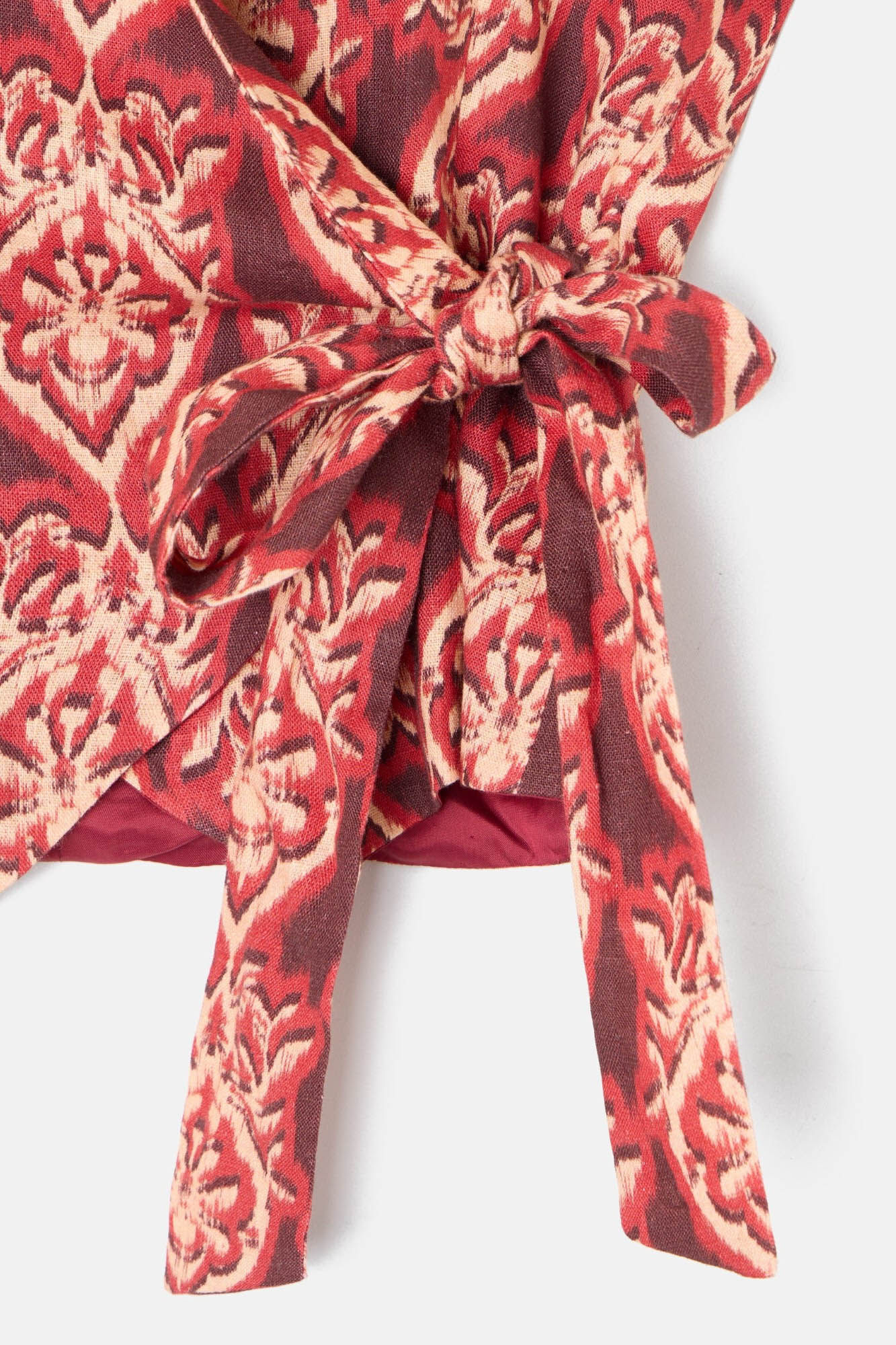 Silbon Colete de linho estampado com la&ccedil;ada Vermelho