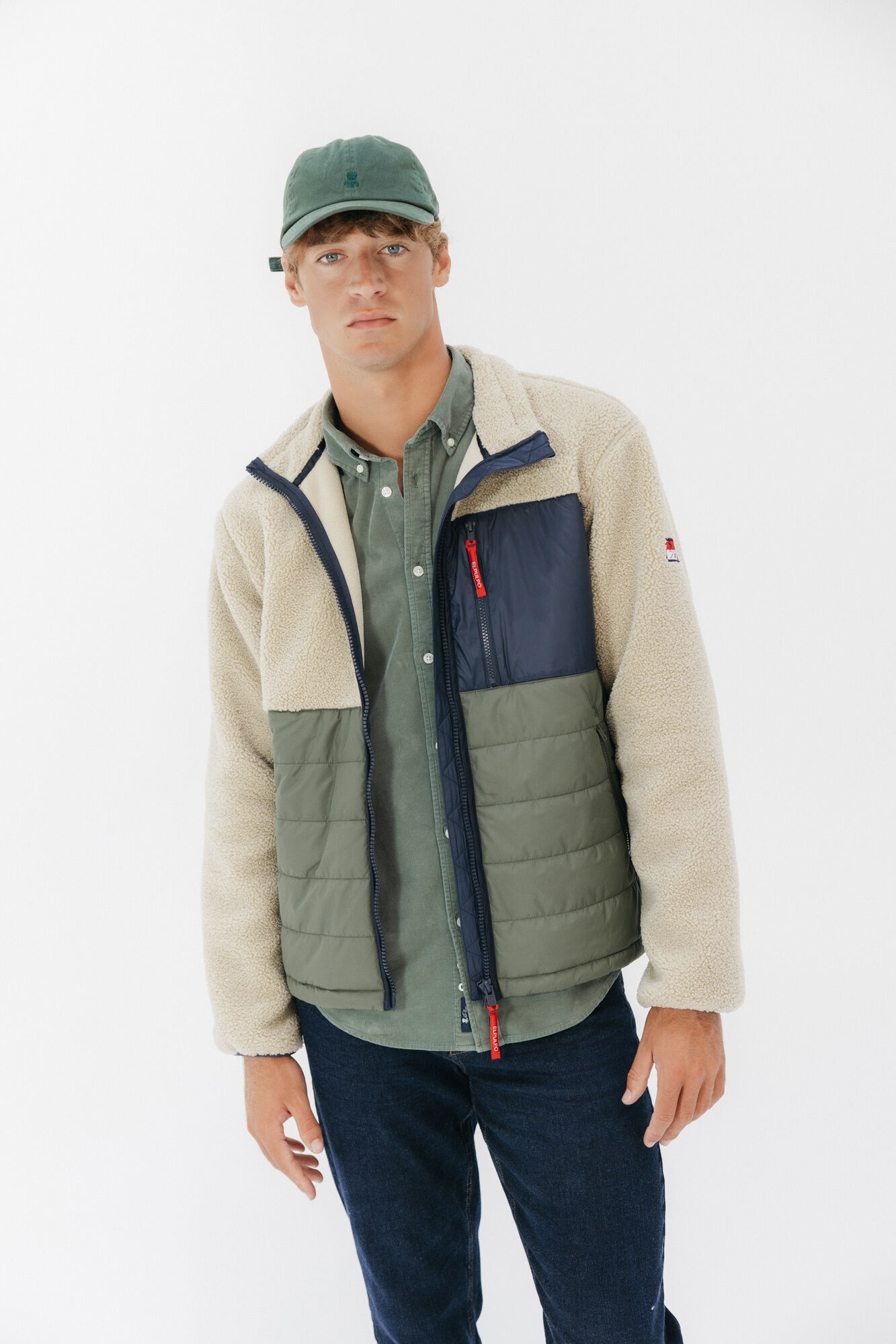 elPulpo Casaco combinada de nylon e borrego