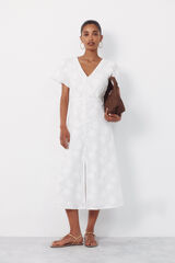 Cortefiel Embroidered dress White
