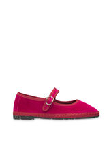 Cortefiel Velvet Mary Janes Fuchsia