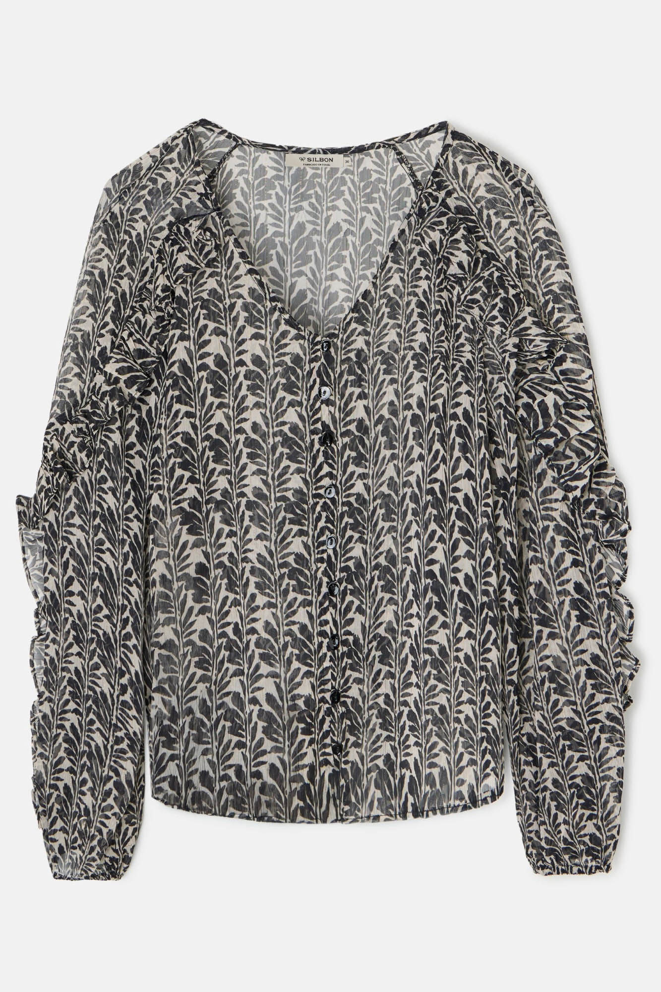 Silbon Blusa estampado com babados Multicolorido