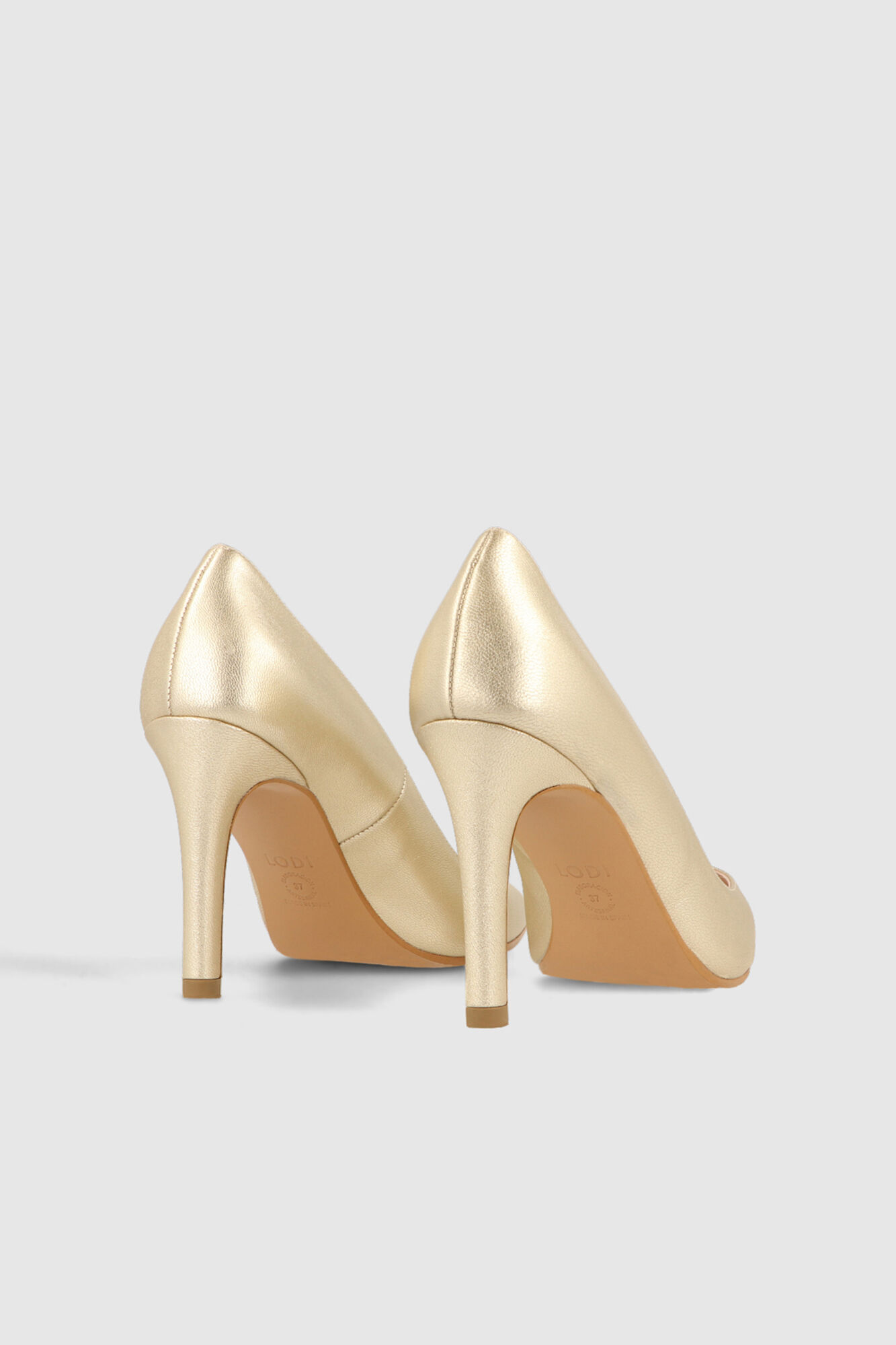 Lodi Basic gold leather pump Yellow