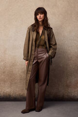 Slowlove Faux leather straight trousers Dark brown