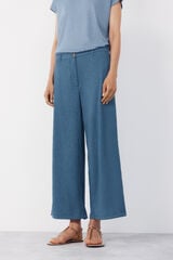 Cortefiel Flowy textured trousers Blue