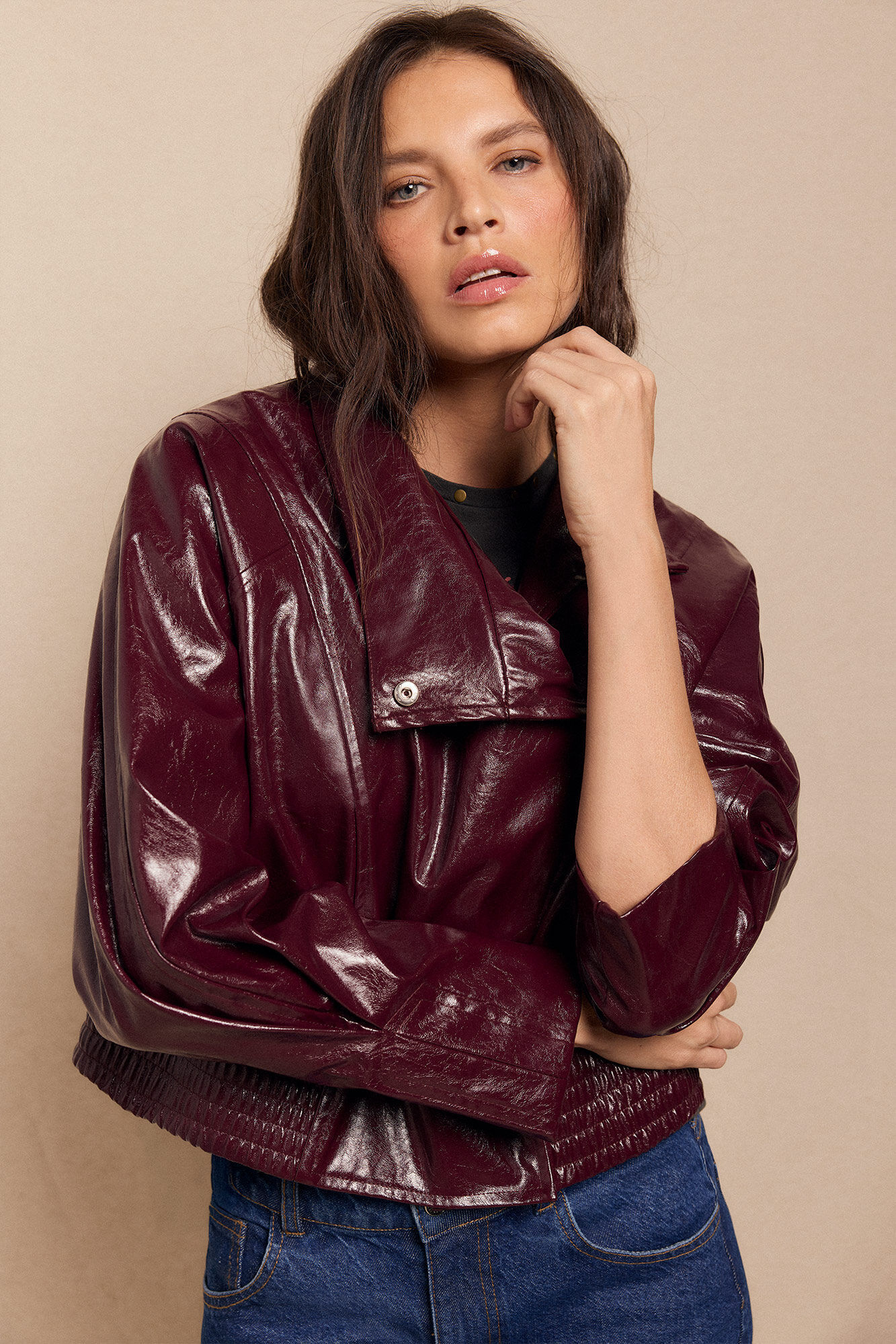 Slowlove Jaqueta com efeito pele brilhante