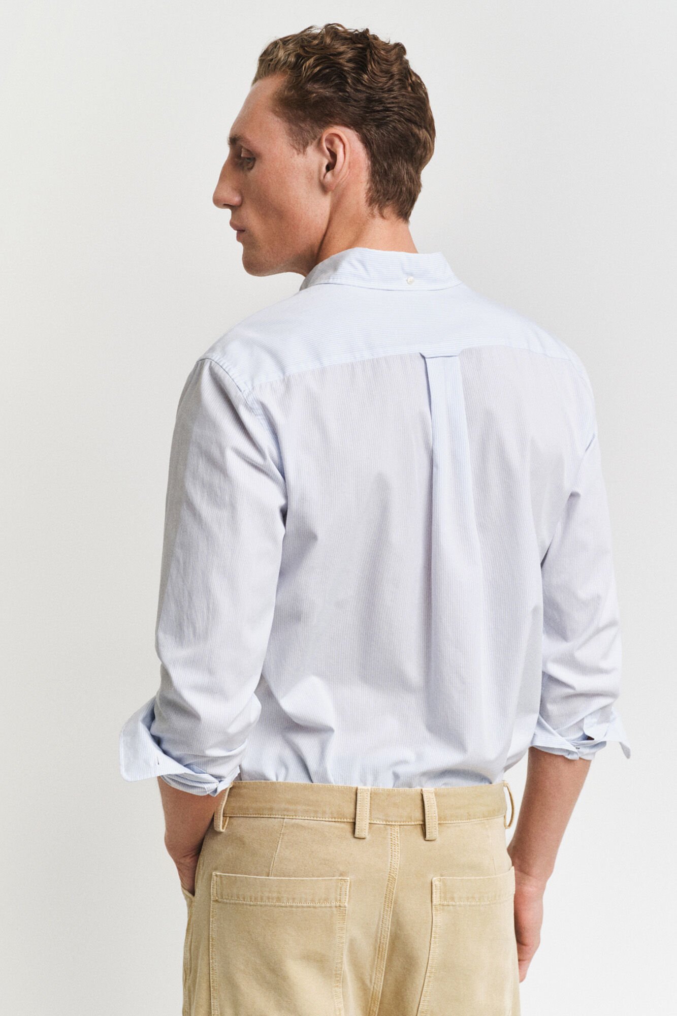 Gant Camisa riscas fina cl&aacute;ssica Regular Fit Azul