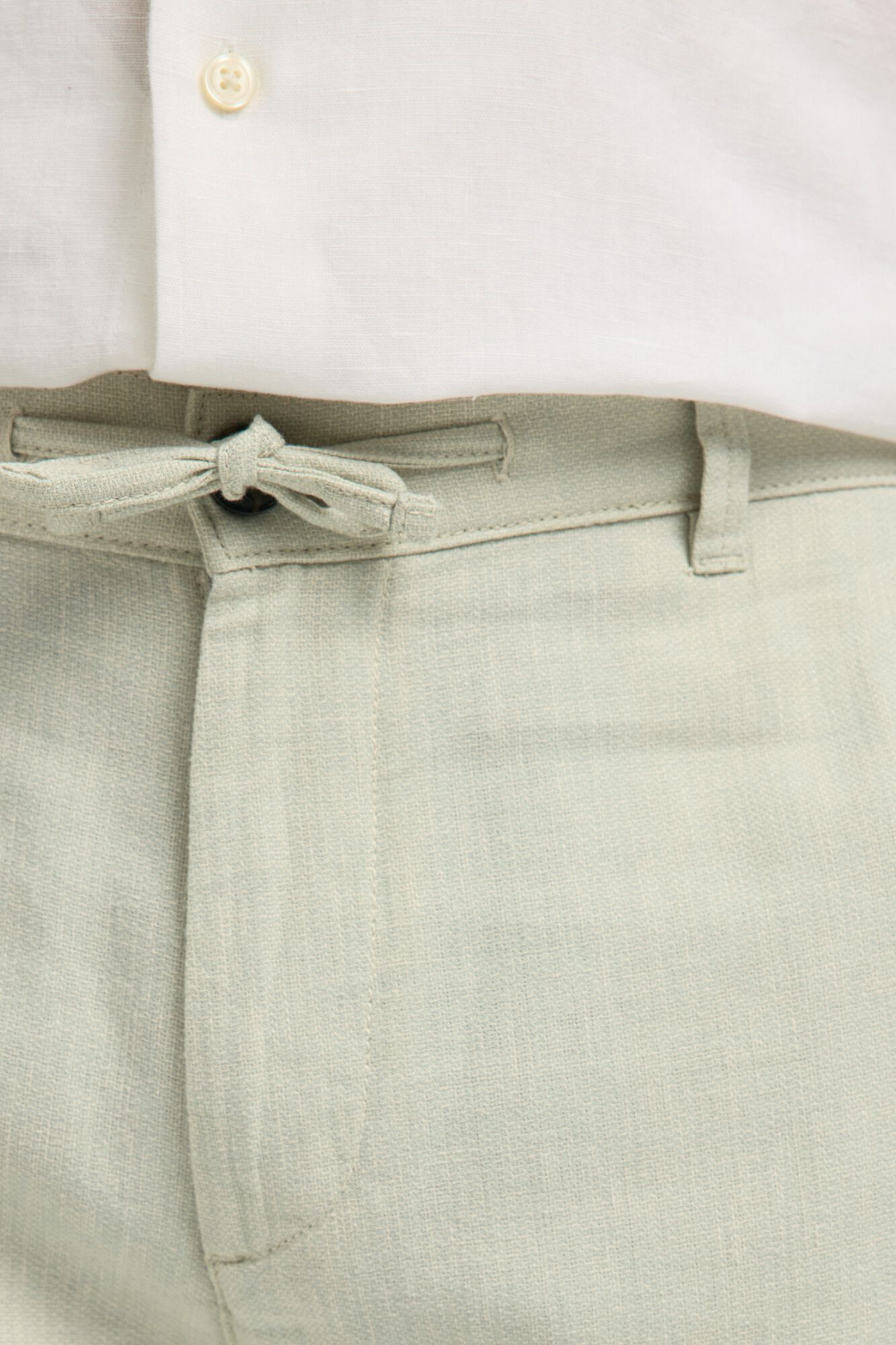 Selected Cal&ccedil;as chino de linho Verde