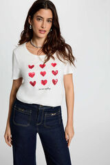 Morgan T-shirt gola em bico manga curta Branco