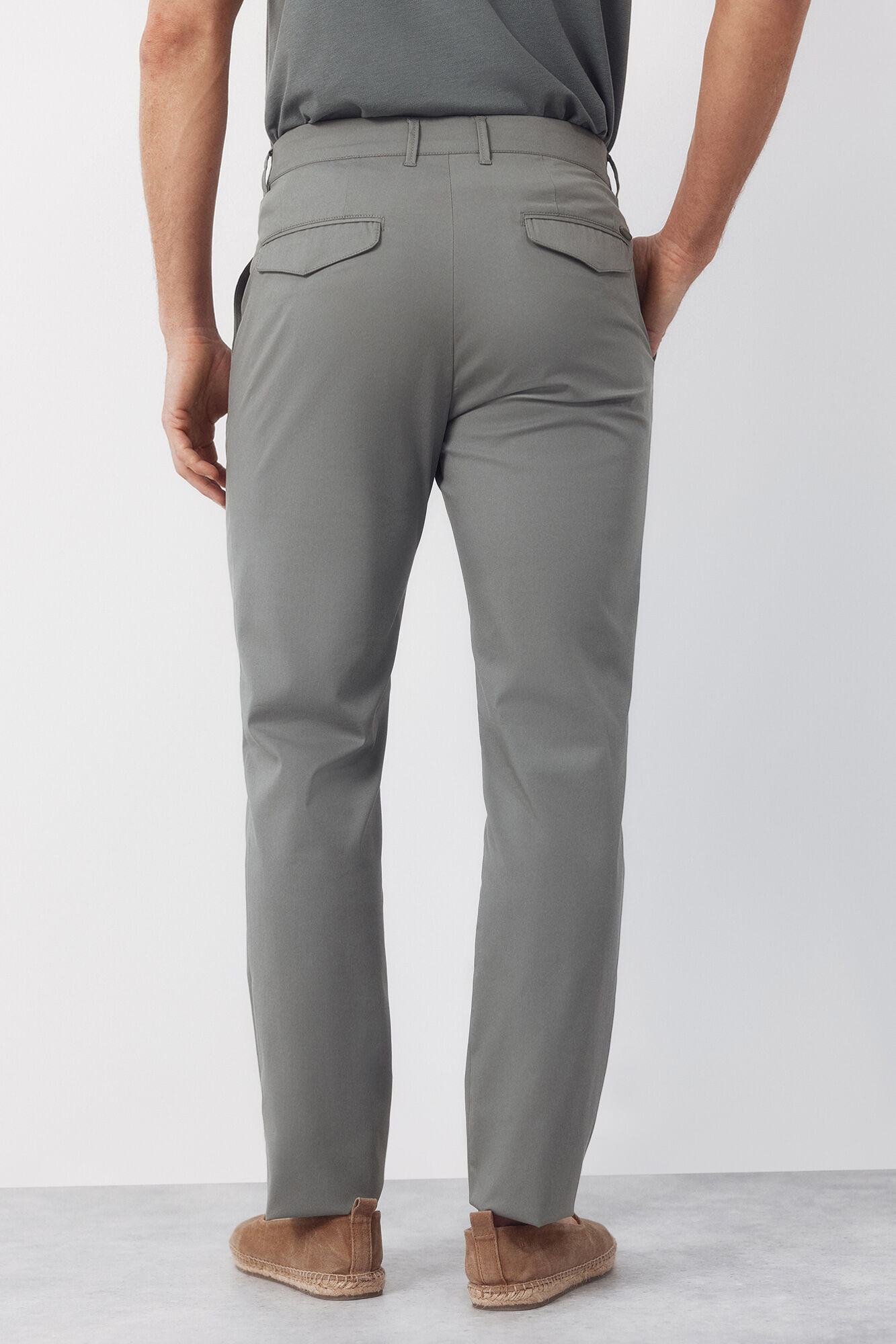 Cortefiel Slim fit technical chinos trousers Kaki