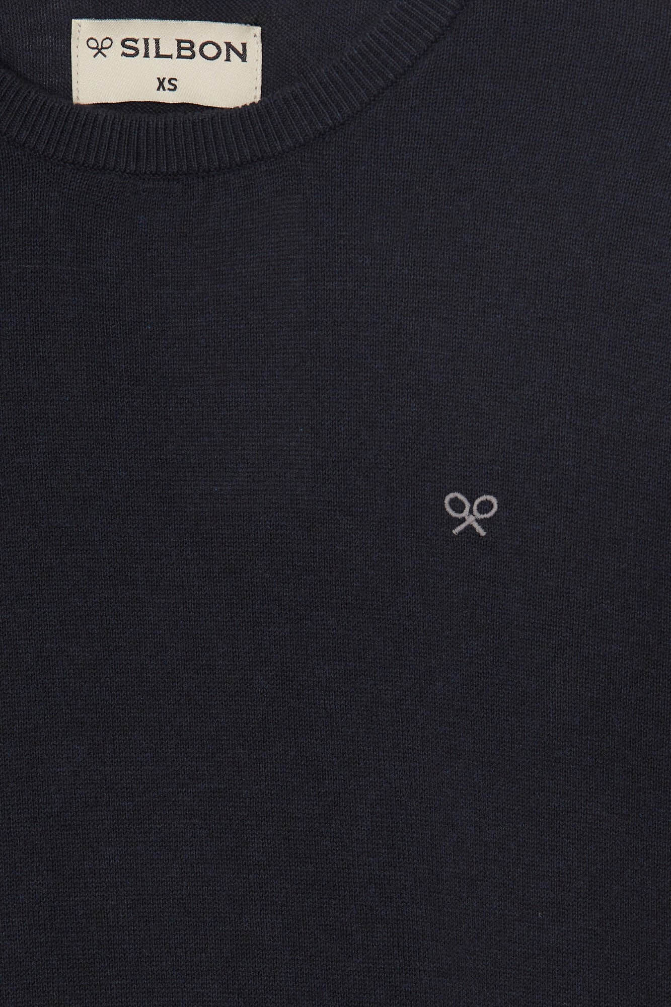 Silbon Plain dark blue crew neck jumper Blue