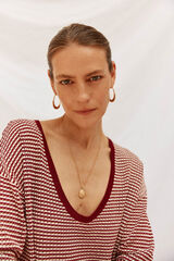 Cortefiel Two- jersey-knit knitted sweater Maroon